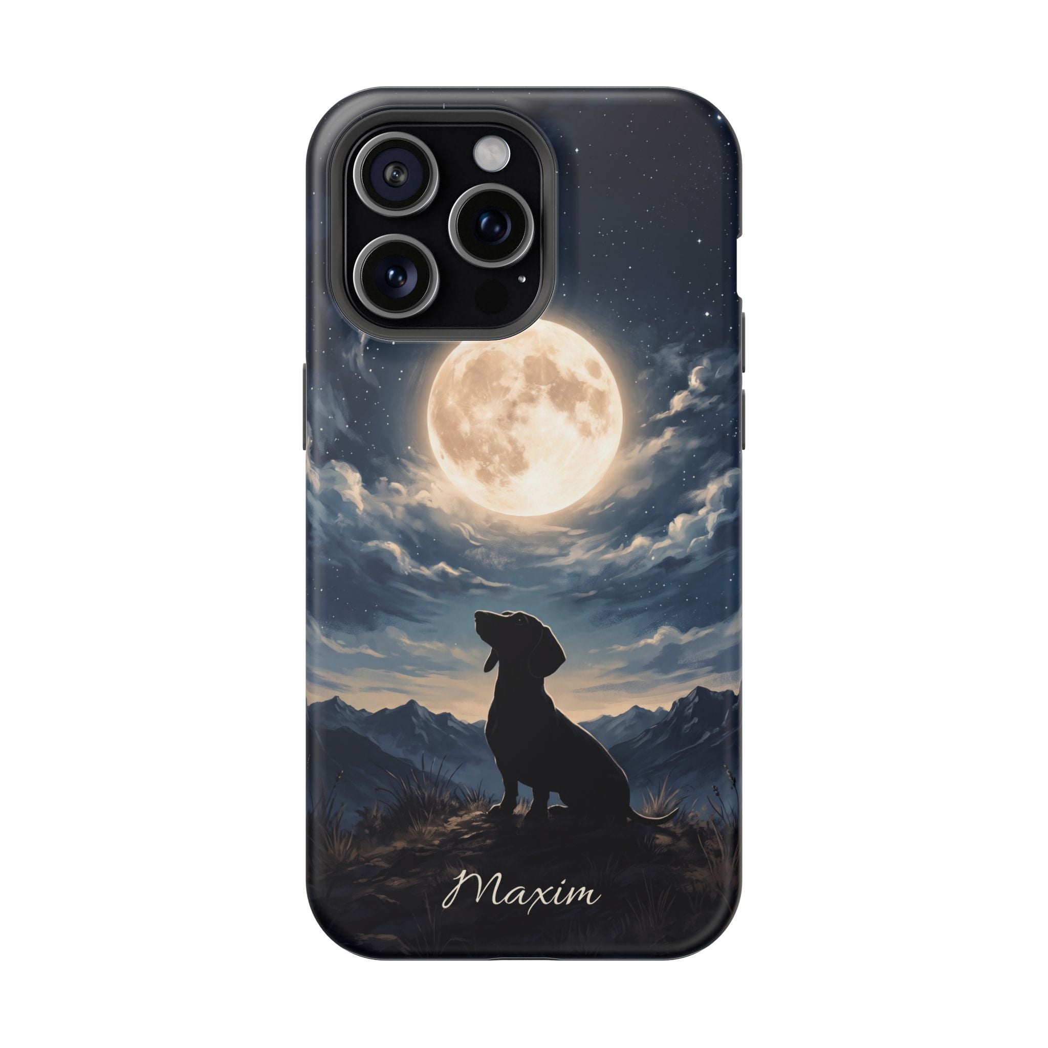 Personalized Dachshund Moonlight Phone Case — Wireless Charging Cover
