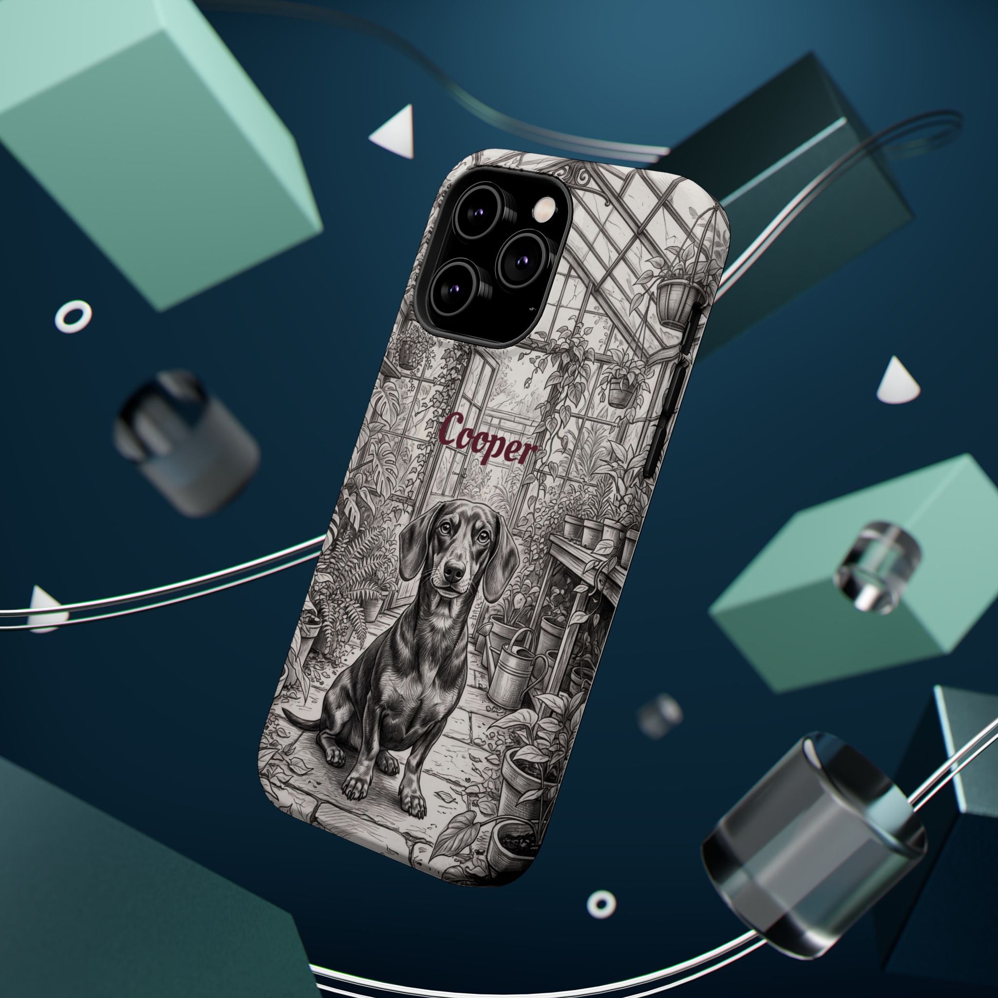 Personalized Dachshund Vintage Greenhouse Phone Case — Wireless Charging Cover