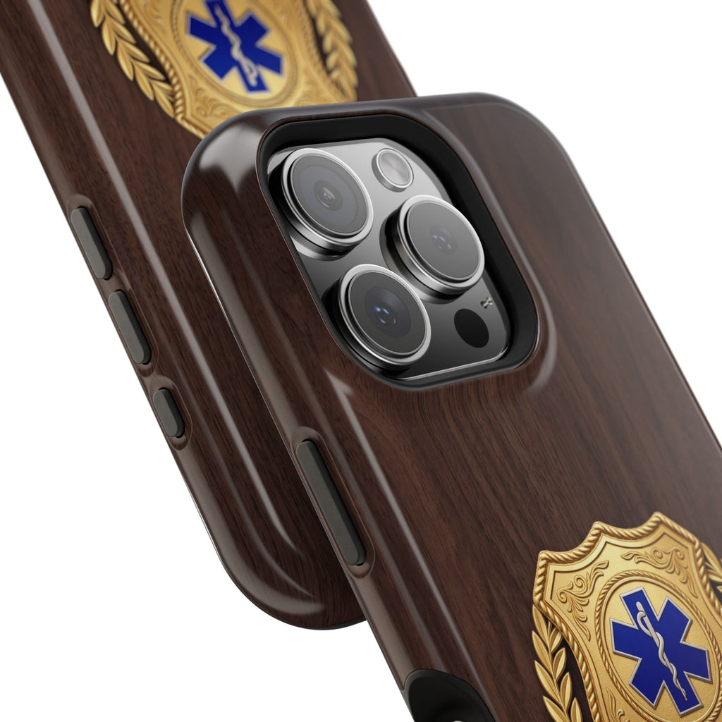 Gold EMS Laurel Badge Wood Phone Case — Magnetic Wireless Charging Cover