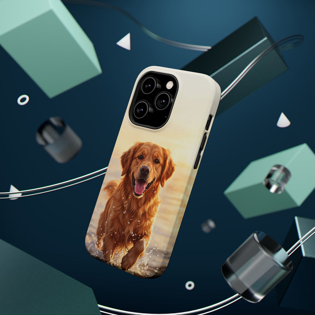 Beach Golden Retriever Phone Case — Impact-Resistant Wireless Charging Cover