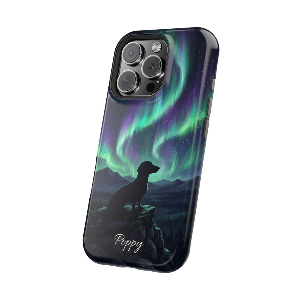 Personalized Dachshund Northern Lights Phone Case — Wireless Charging Cover