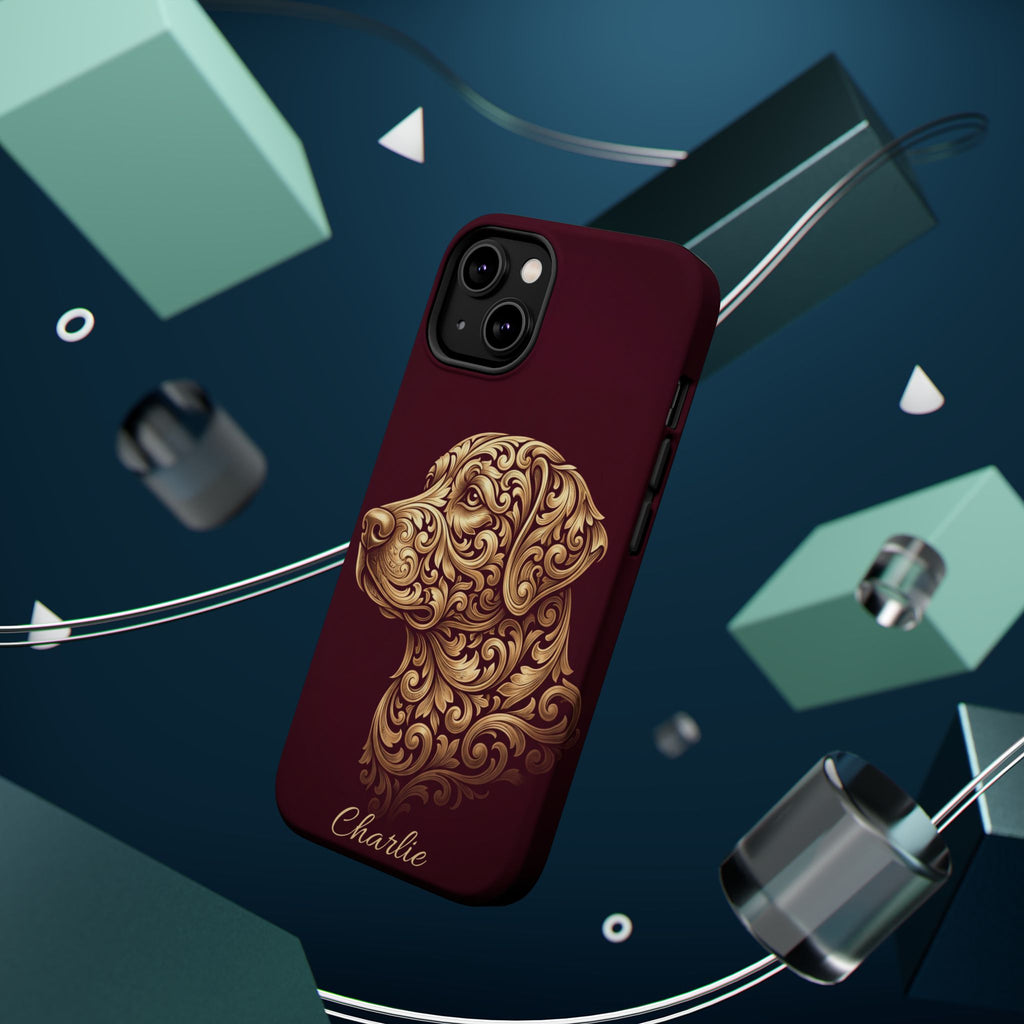 Personalized Gold Filigree Labrador Phone Case — Tough Magnetic Case with Wireless Charging