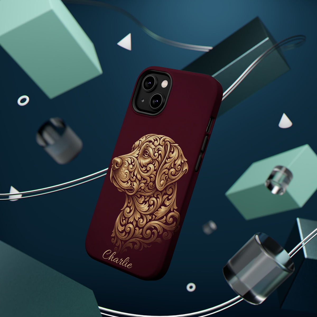 Personalized Gold Filigree Labrador Phone Case — Tough Magnetic Case with Wireless Charging