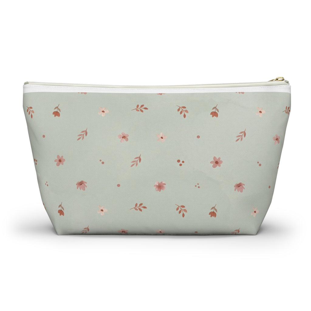 Teacher Floral Watercolor Accessory Pouch — T-Bottom Zipper Bag