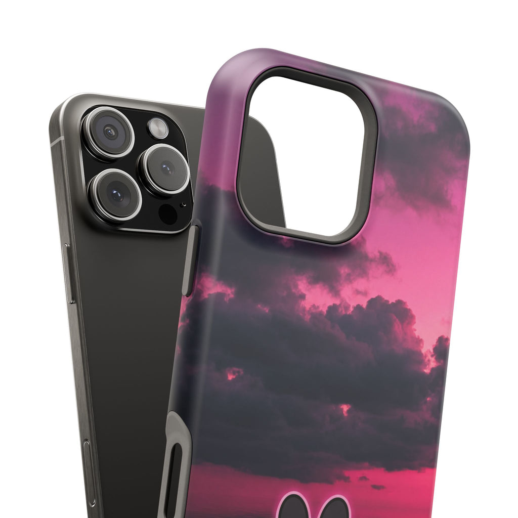 Pink Sky Paw Print Phone Case — Impact-Resistant Wireless Charging Cover