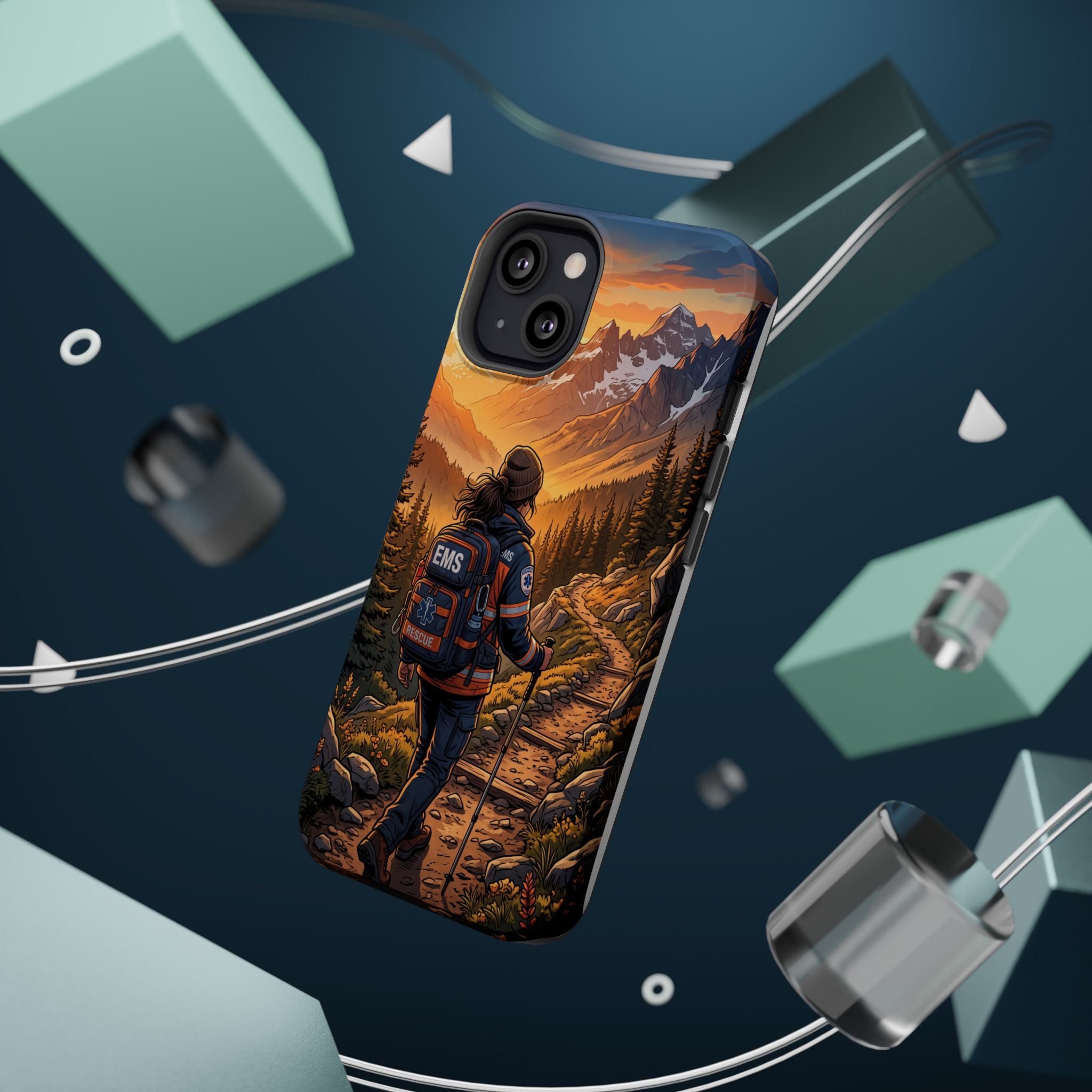 Paramedic/EMT Mountain Phone Case — Magnetic Wireless Charging Cover