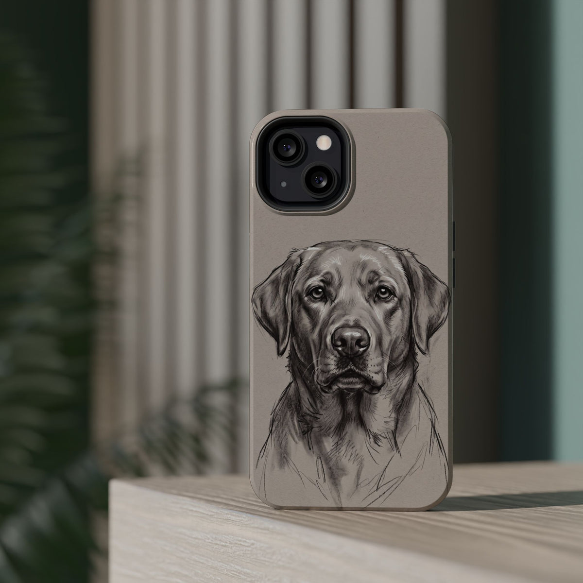 Charcoal Sketch Labrador Phone Case — Tough Magnetic Case with Wireless Charging