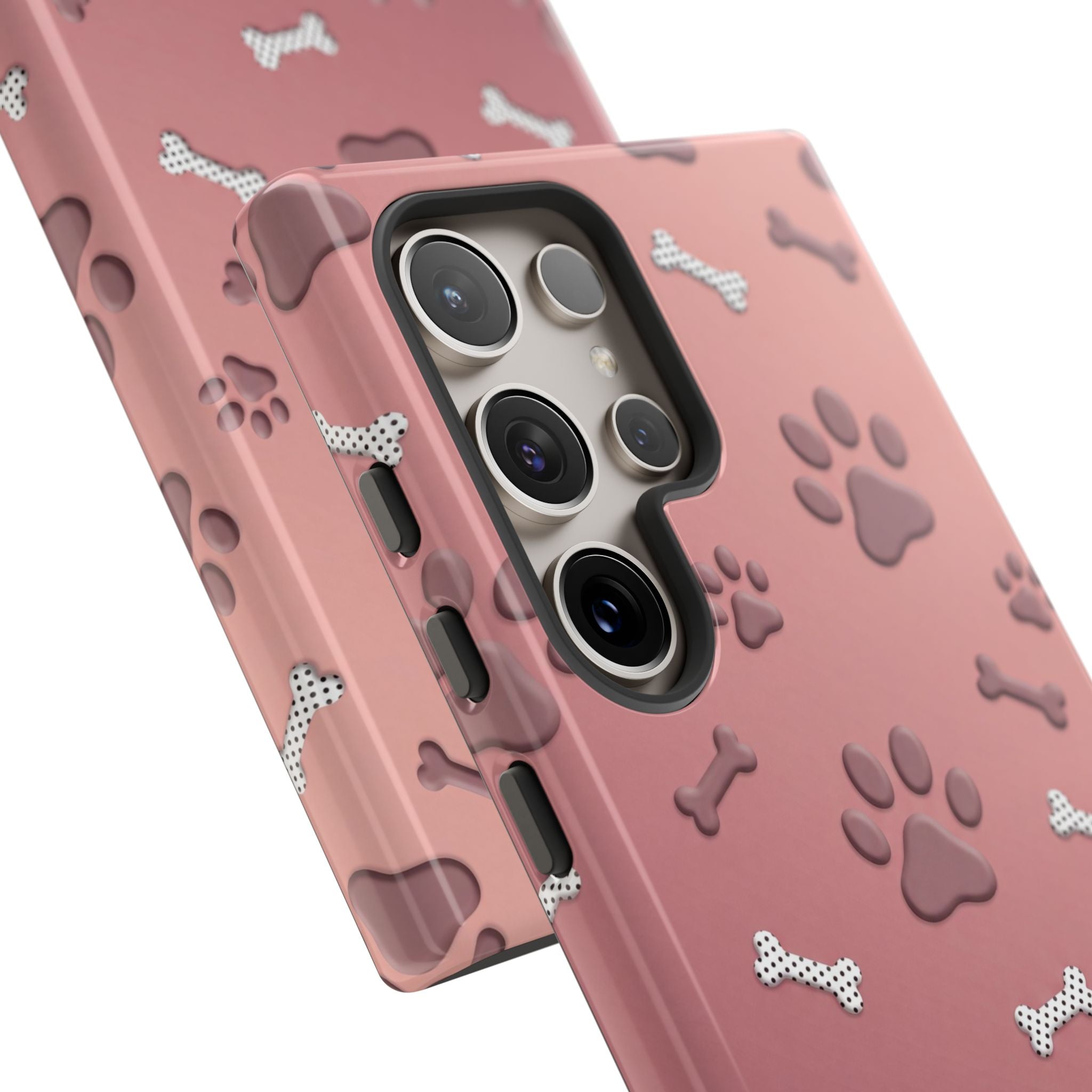 iPhone & Samsung Phone Case | Paw Print & Bone  | Dusty Rose Pattern Case for Frenchie Lovers