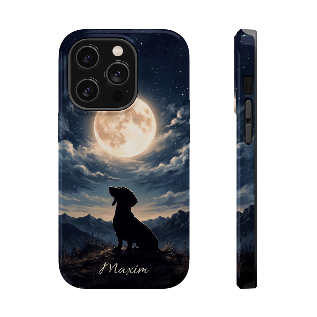 Personalized Dachshund Moonlight Phone Case — Wireless Charging Cover