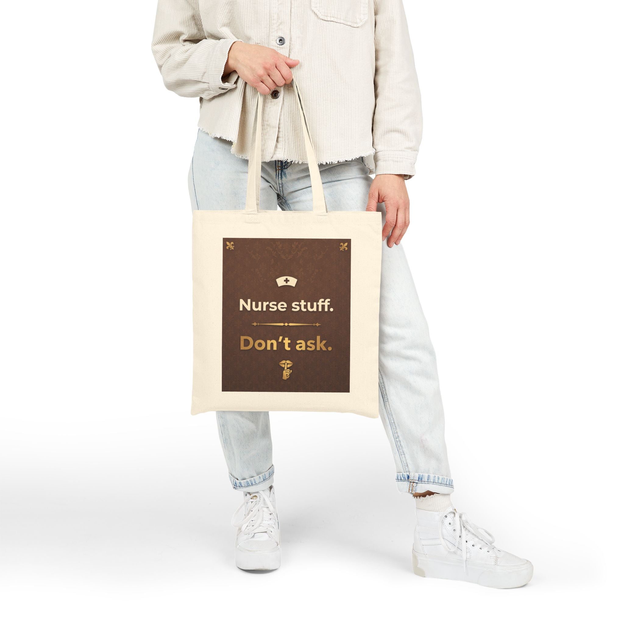 Nurse Tote Bag – Nurse stuff dont ask – Cotton Canvas Tote Bag for Nurses
