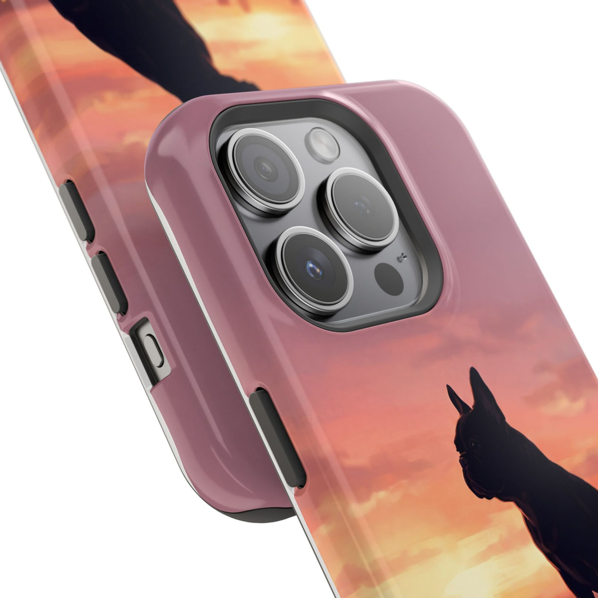 Personalized French Bulldog City Skyline Sunset Phone Case — Wireless Charging Cover