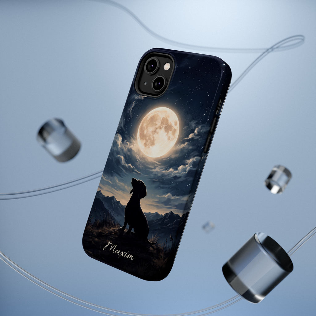 Personalized Dachshund Moonlight Phone Case — Wireless Charging Cover