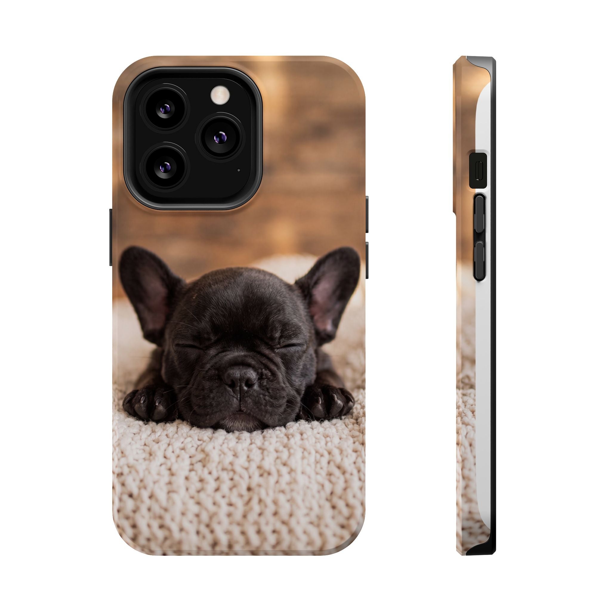 Sleepy French Bulldog Phone Case — Impact-Resistant Wireless Charging Cover