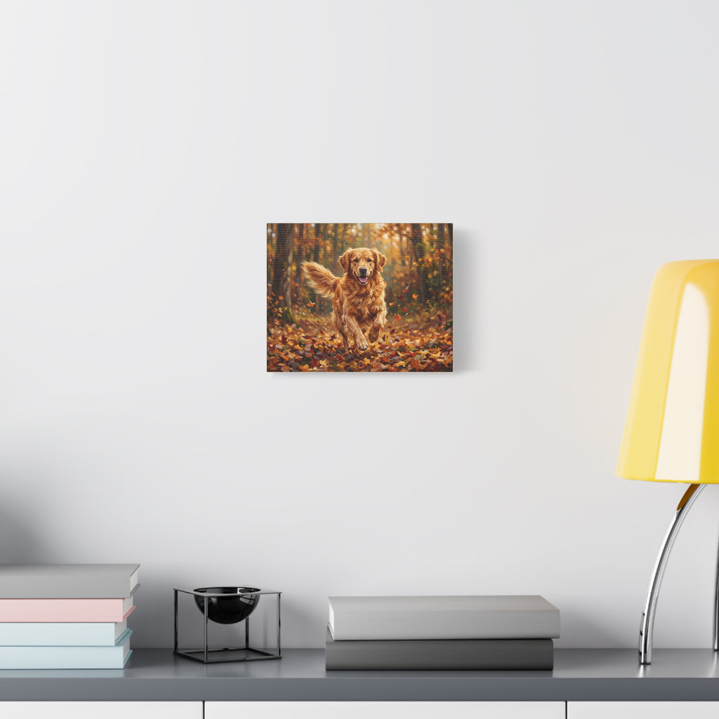 Golden Retriever Autumn Canvas — Stretched Matte Wall Art