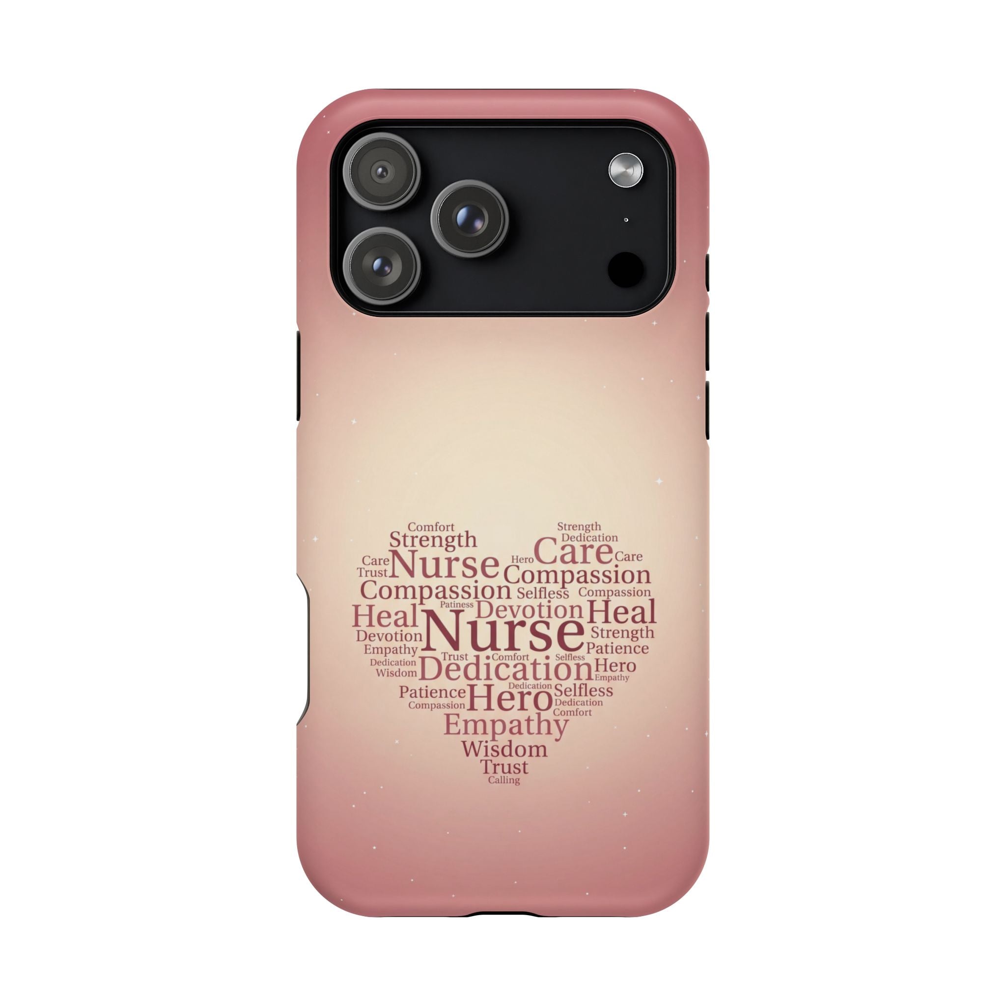 Nurse Heart Word Art Phone Case — Impact-Resistant Wireless Charging Cover