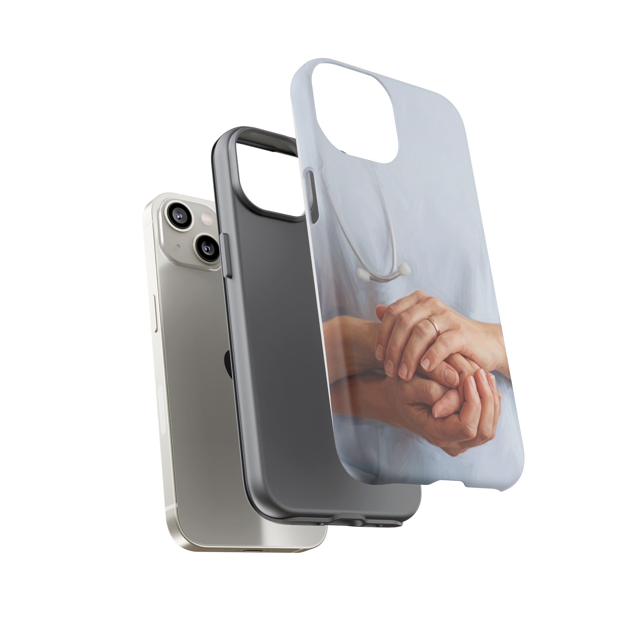 Nurse's Comforting Hands Phone Case | Caring Hands & Stethoscope Illustration | iPhone & Samsung
