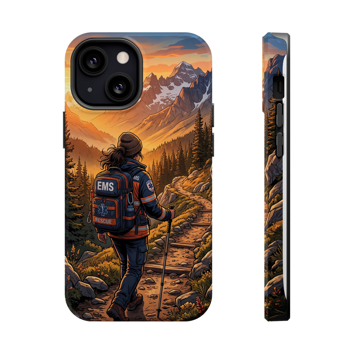 Paramedic/EMT Mountain Phone Case — Magnetic Wireless Charging Cover