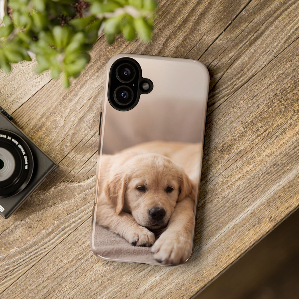 Sleepy Golden Retriever Puppy Phone Case | Cozy Cuddly Puppy Portrait | Samsung & iPhone