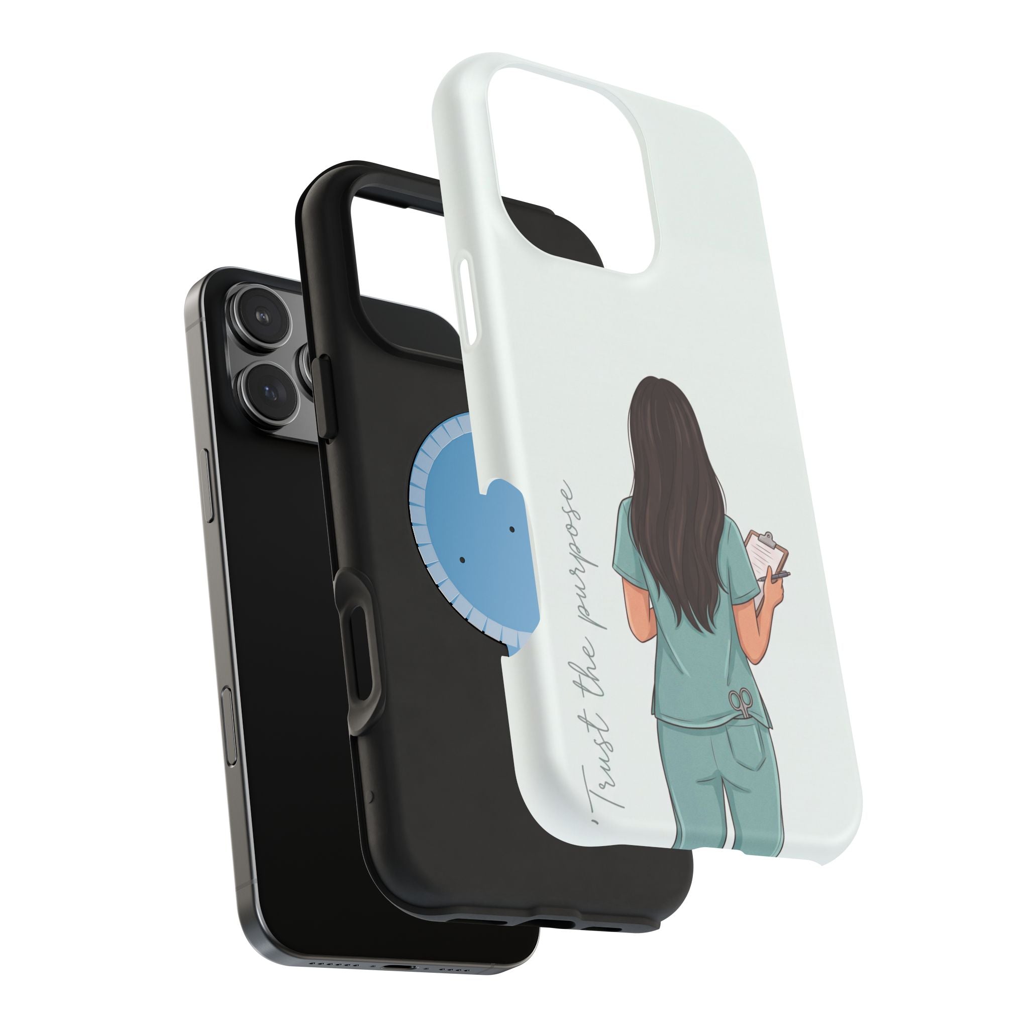 Nurse Illustration Phone Case — Impact-Resistant Wireless Charging Cover