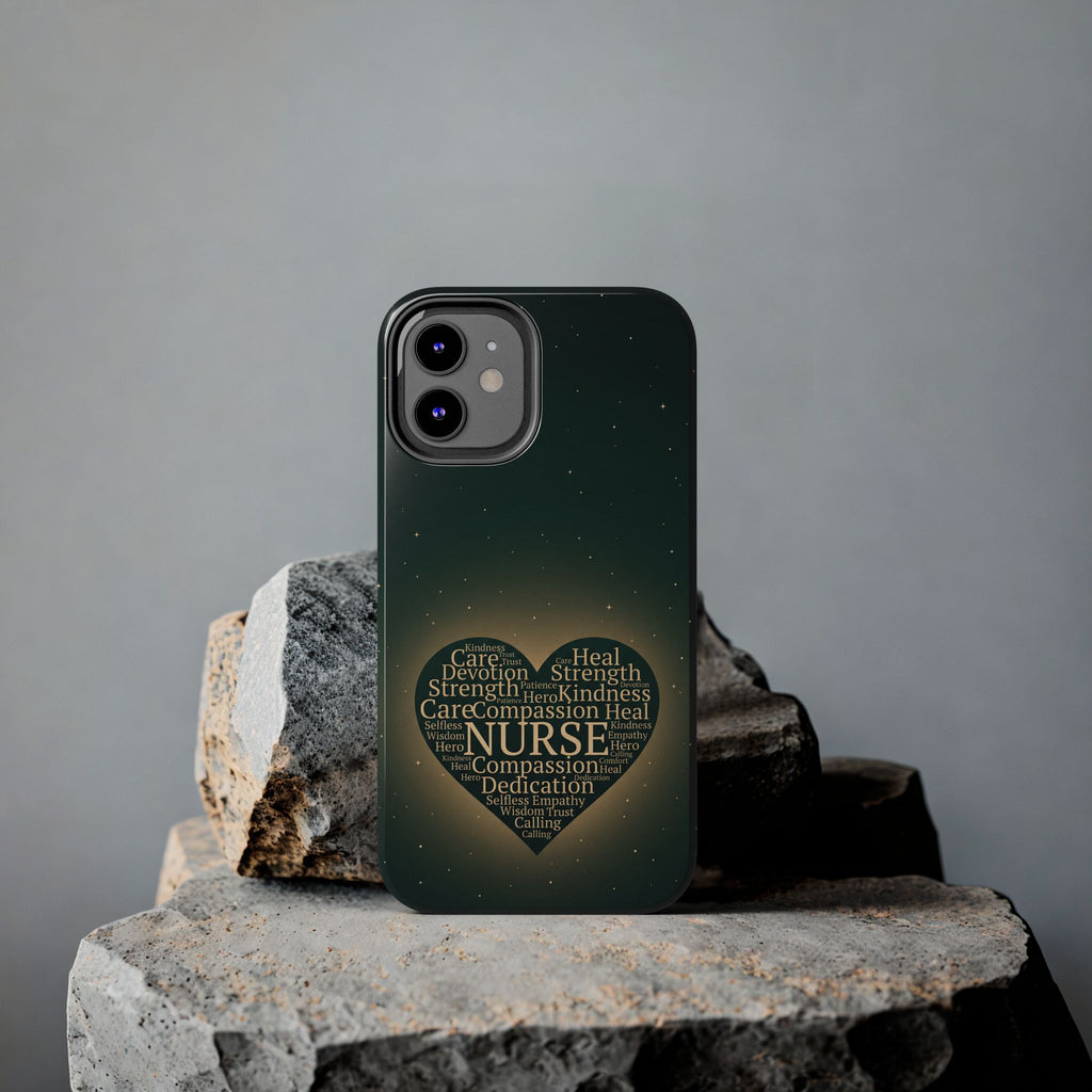 Nurse Heart Tough Phone Case — Inspirational Word Cloud Tribute - iphone and Samsung Galaxy series