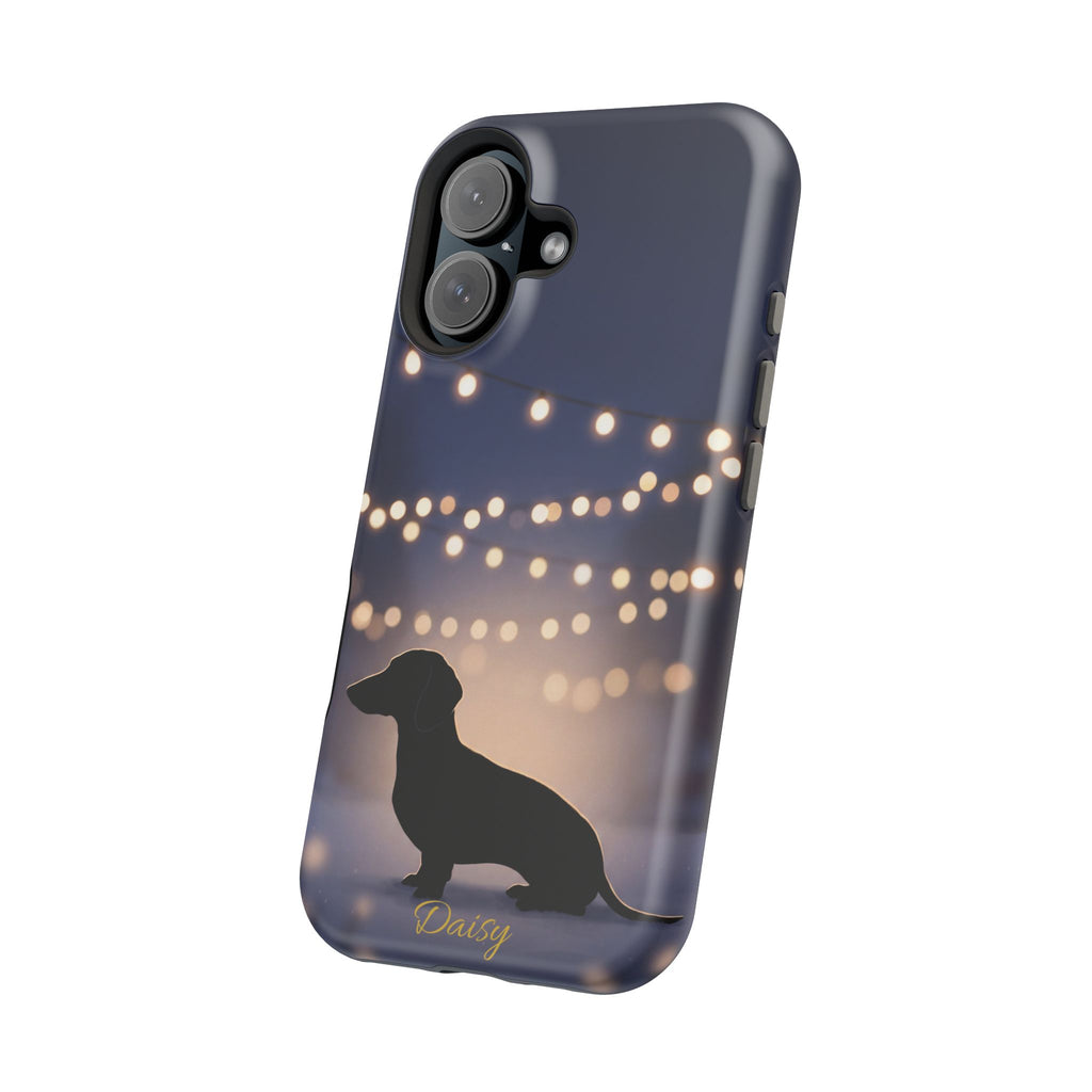 Personalized Dachshund Fairy Lights Phone Case — Wireless Charging Cover