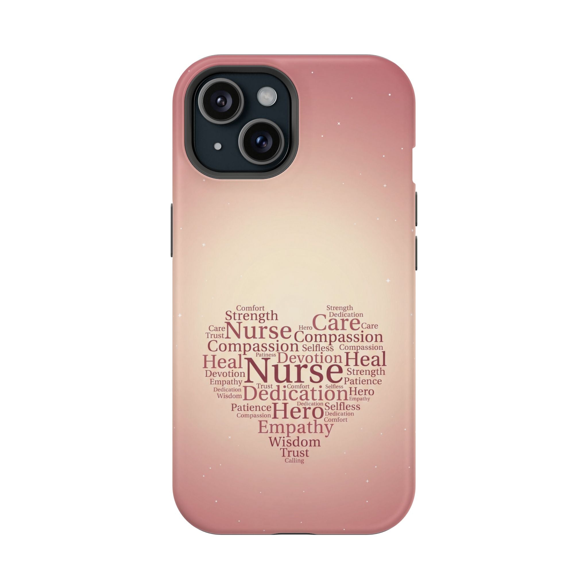 Nurse Heart Word Art Phone Case — Impact-Resistant Wireless Charging Cover