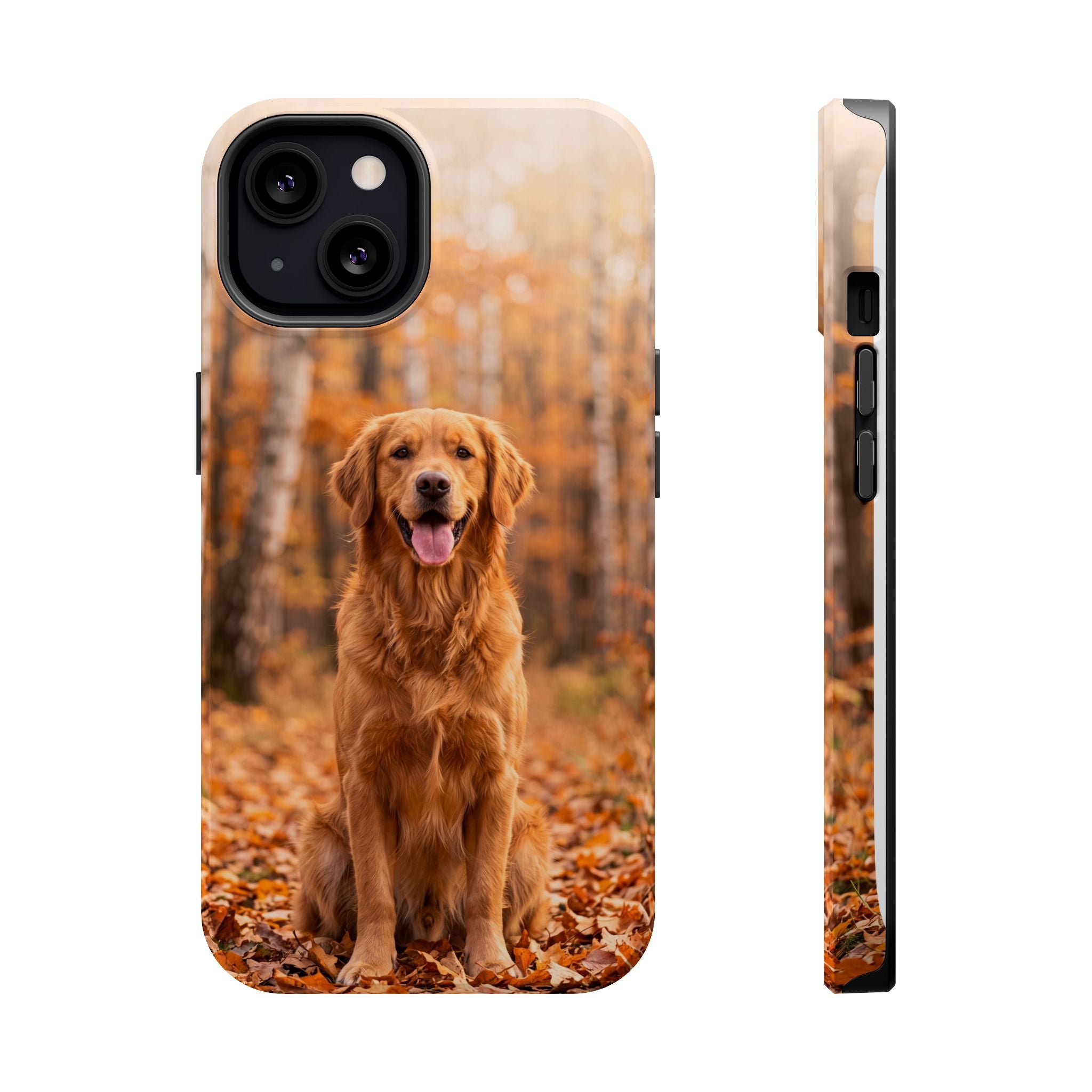 Autumn Golden Retriever Phone Case — Impact-Resistant Wireless Charging Cover