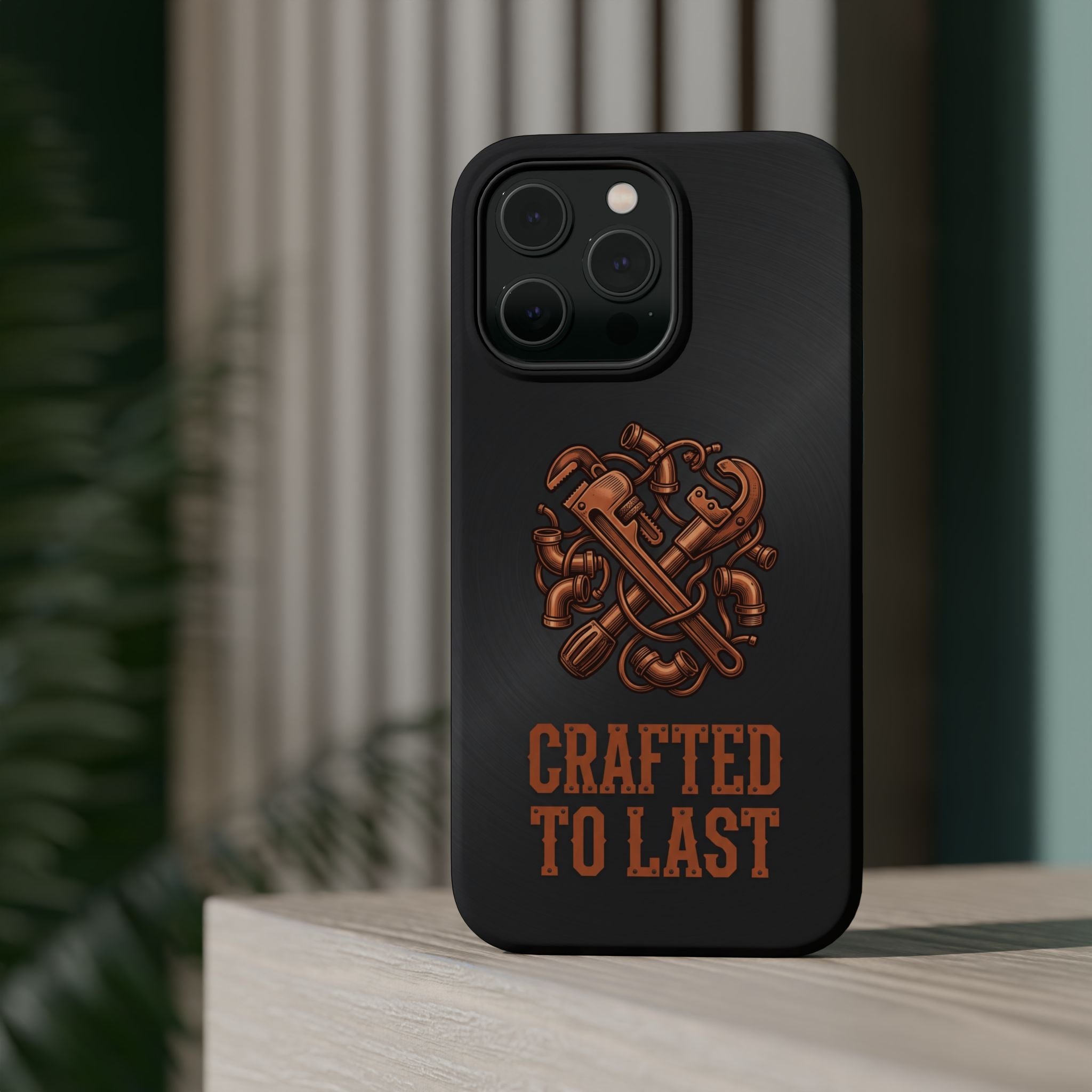 Crafted to Last Phone Case — Crossed Wrenches Wireless Charging Cover