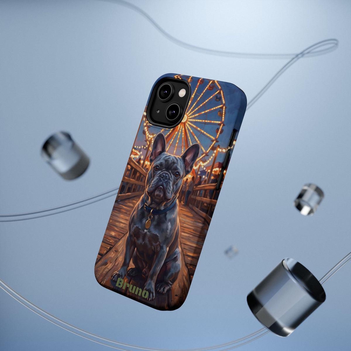 Personalized French Bulldog Pier Lights Phone Case — Wireless Charging Cover