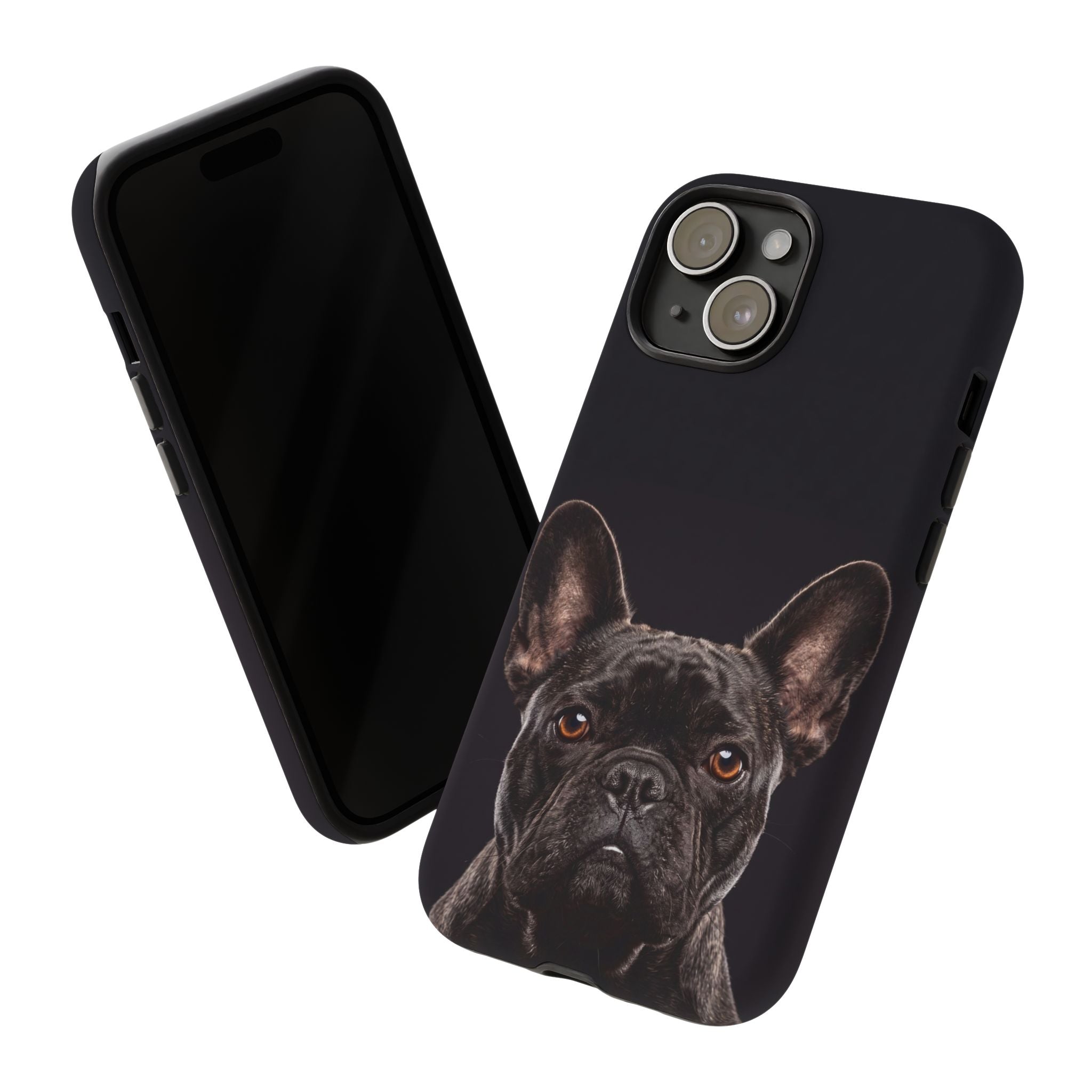 Front-Facing French Bulldog Phone Case | Dramatic Black Studio Portrait | Samsung & iPhone