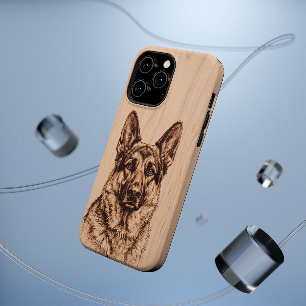 German Shepherd Phone Case | Pyrography Art — Tough Magnetic Case with Wireless Charging