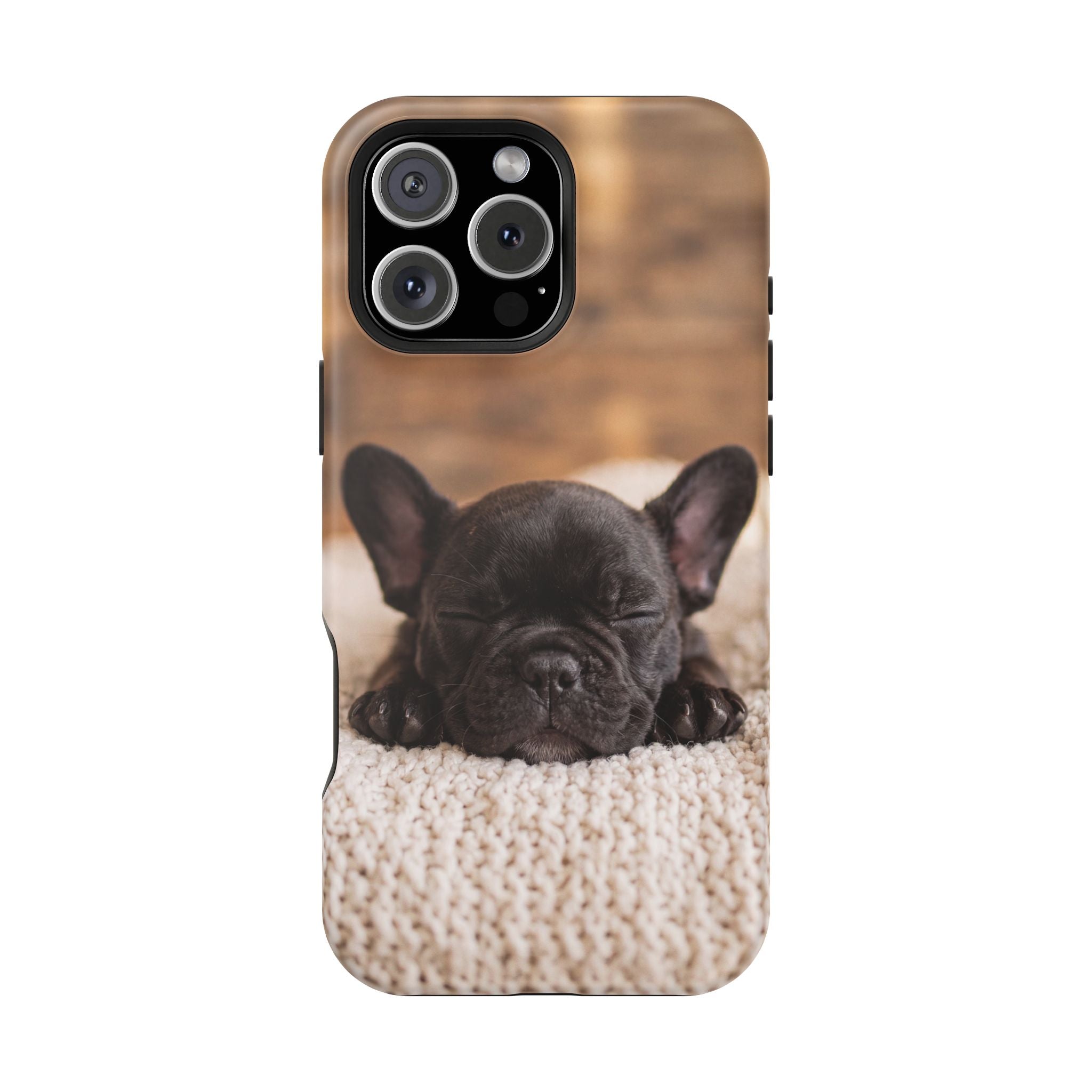 Sleepy French Bulldog Phone Case — Impact-Resistant Wireless Charging Cover