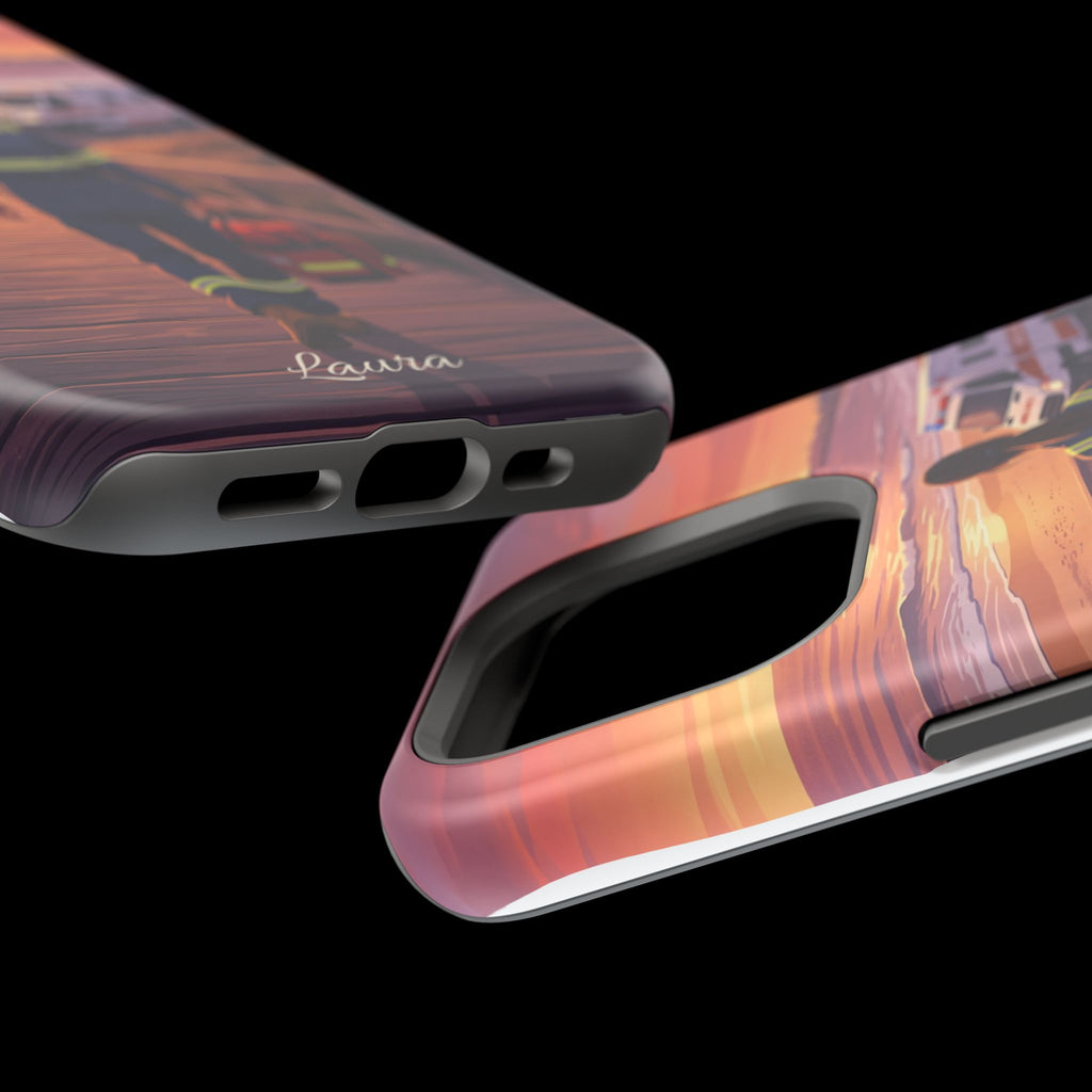 Sunset Boardwalk Personalized Paramedic Phone Case — Wireless Charging Cover