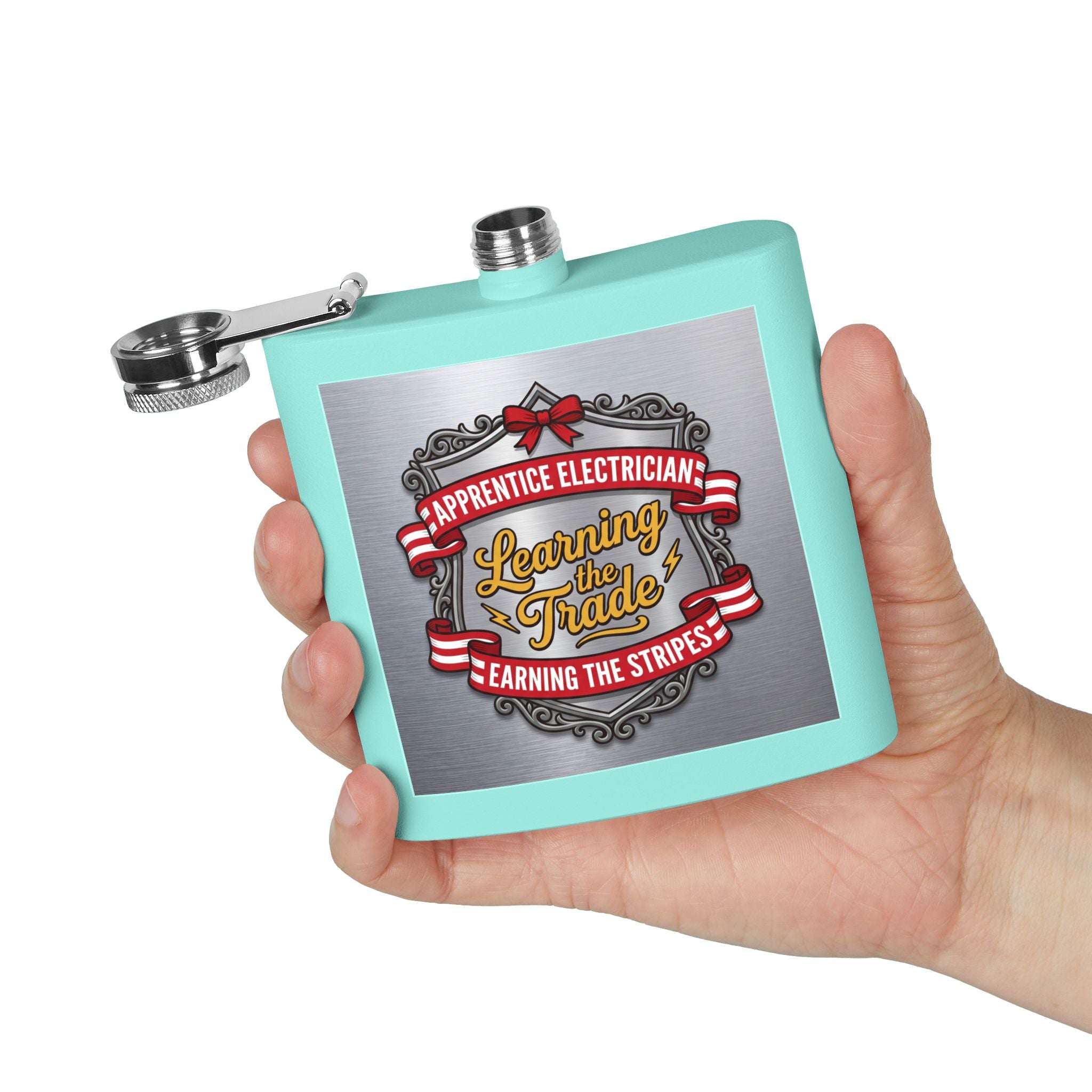 Flask — "Apprentice Electrician: Learning the Trade, Earning the Stripes" 6oz Stainless Steel