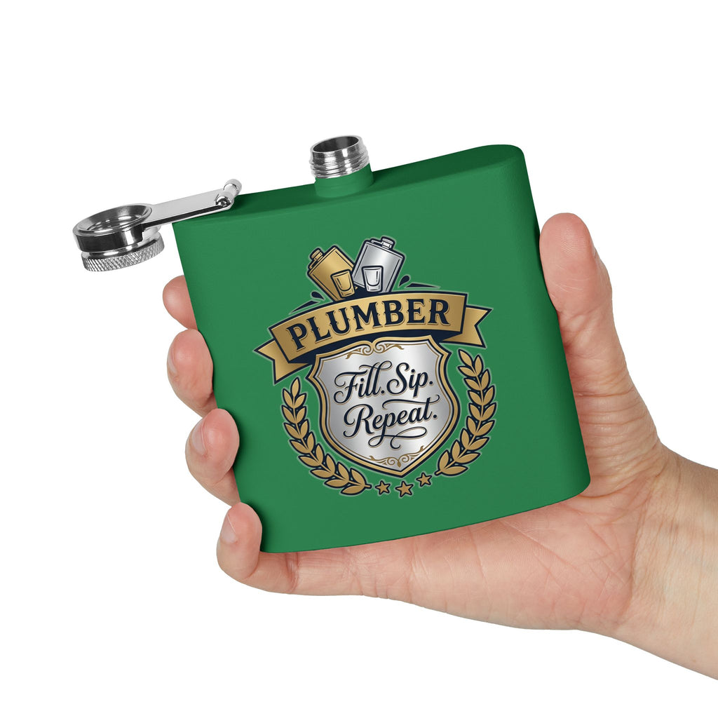 Flask — "Fill. Sip. Repeat." 6oz Stainless Steel Hip Flask