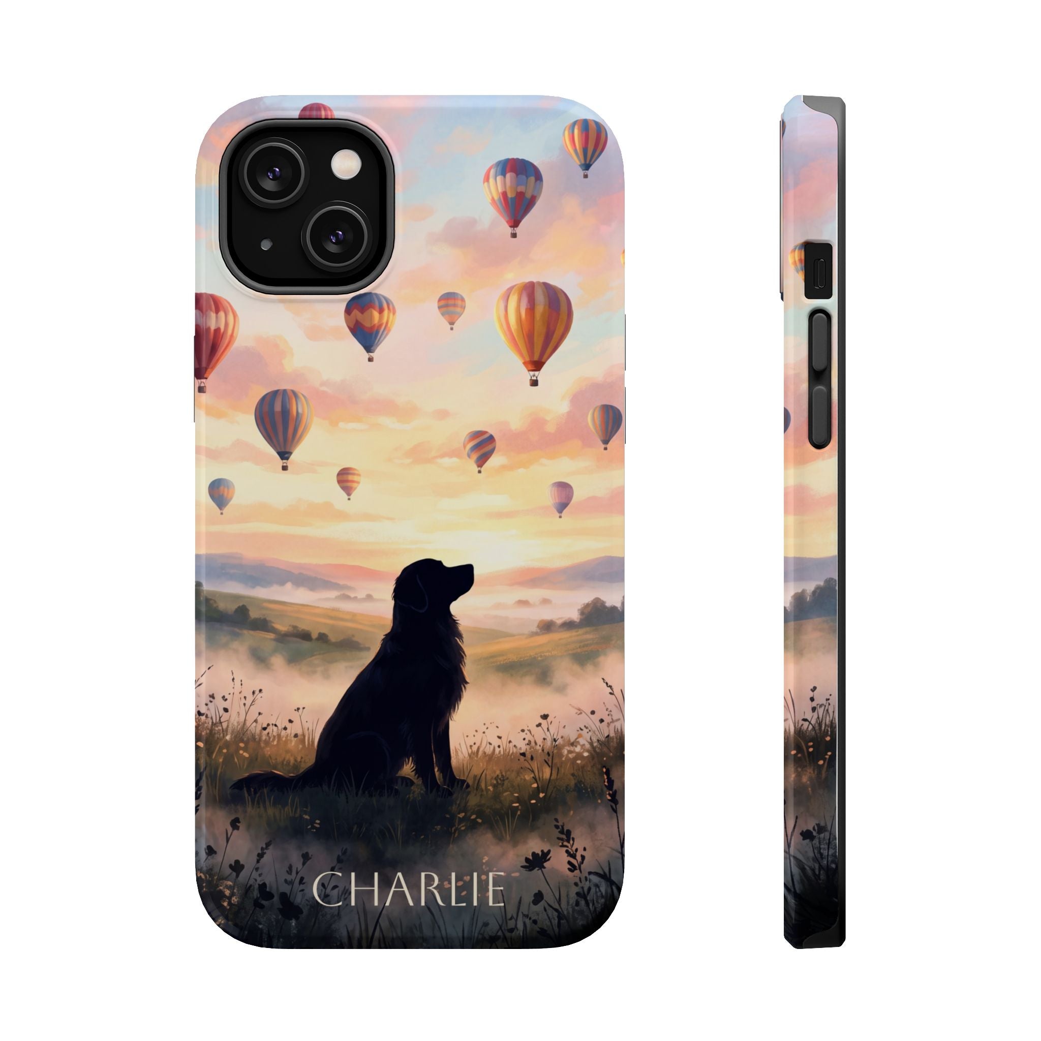 Personalized Golden Retriever Hot Air Balloon Phone Case — Wireless Charging Cover