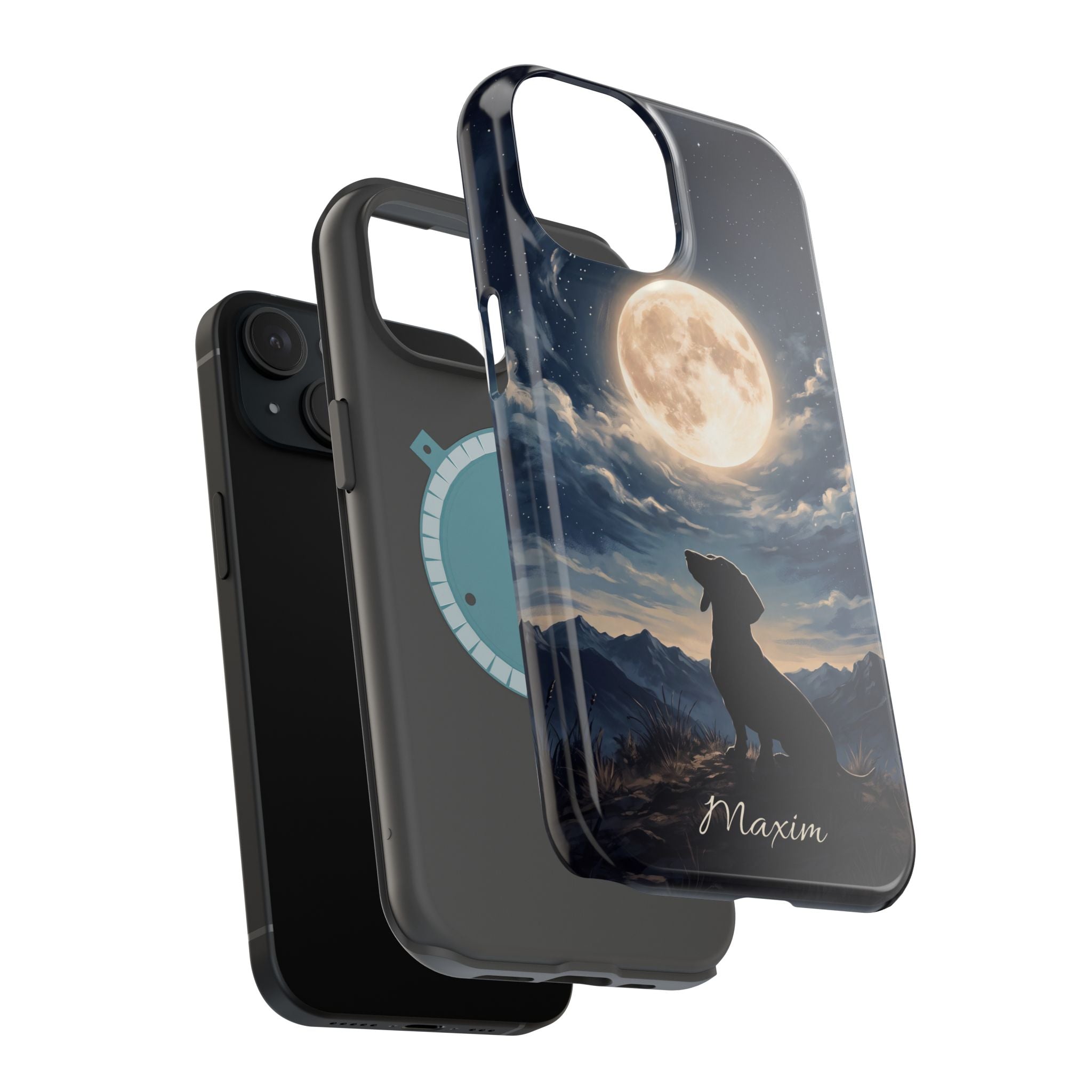 Personalized Dachshund Moonlight Phone Case — Wireless Charging Cover