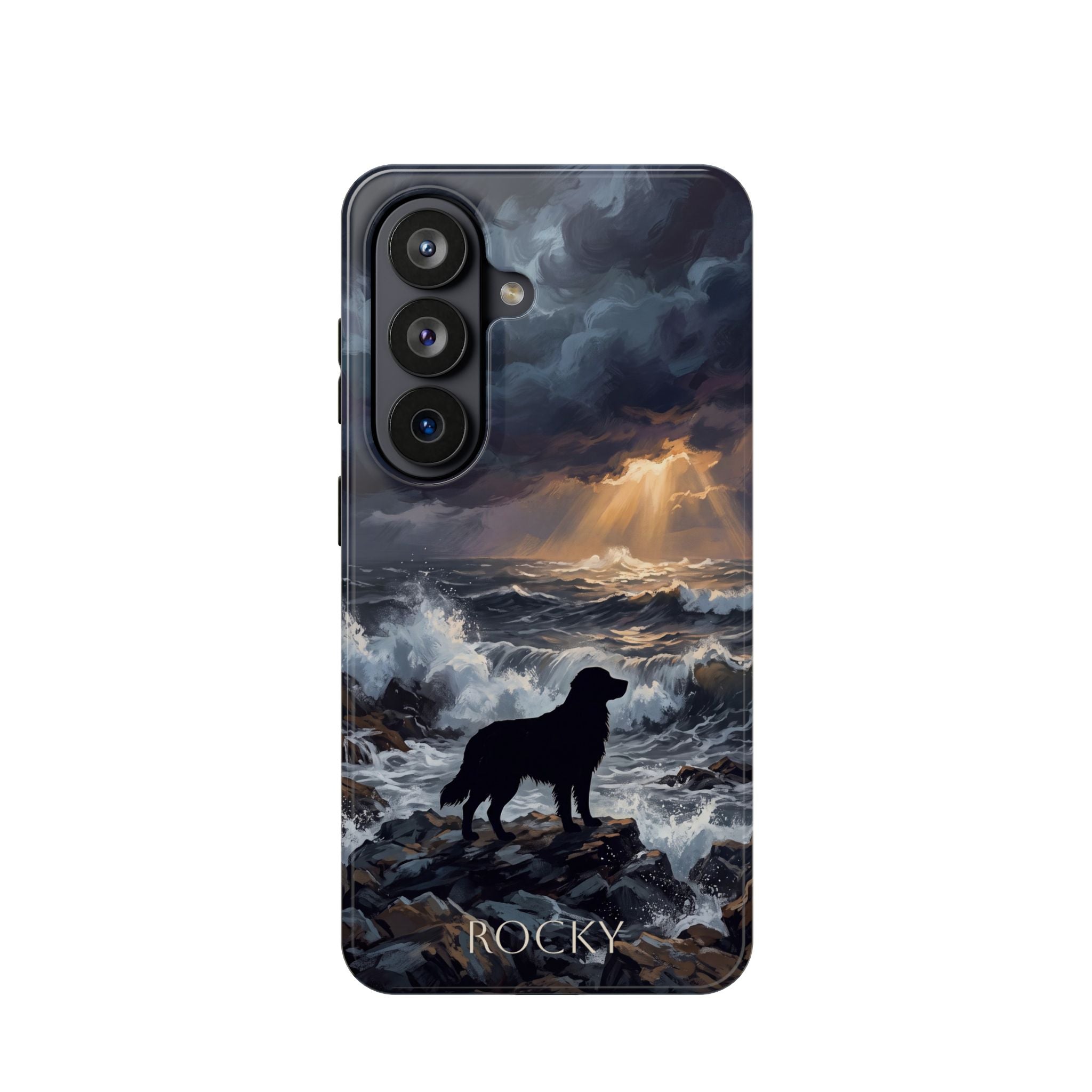 Personalized Golden Retriever Stormy Sea Phone Case — Wireless Charging Cover
