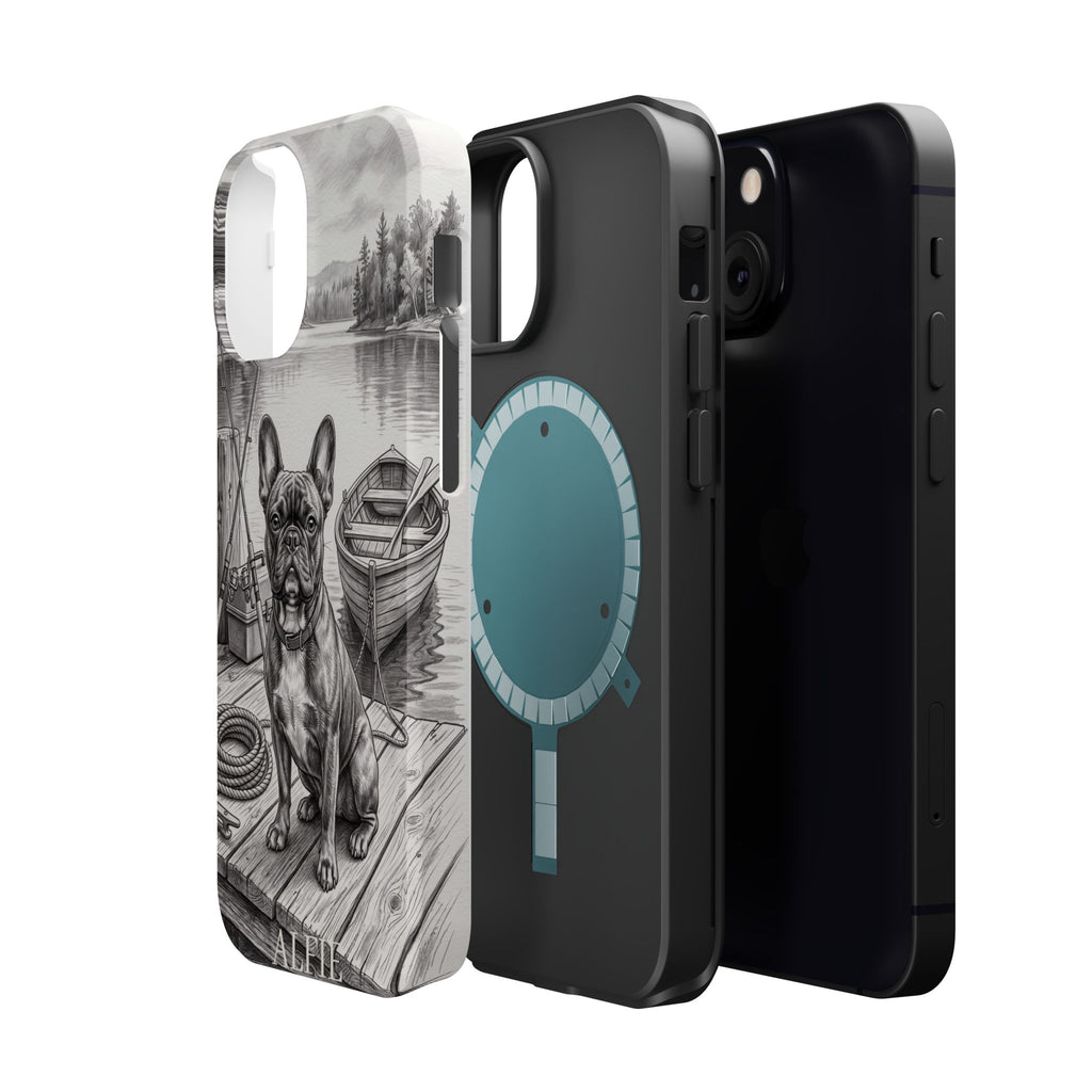 Personalized French Bulldog Lakeside Dock Phone Case — Wireless Charging Cover
