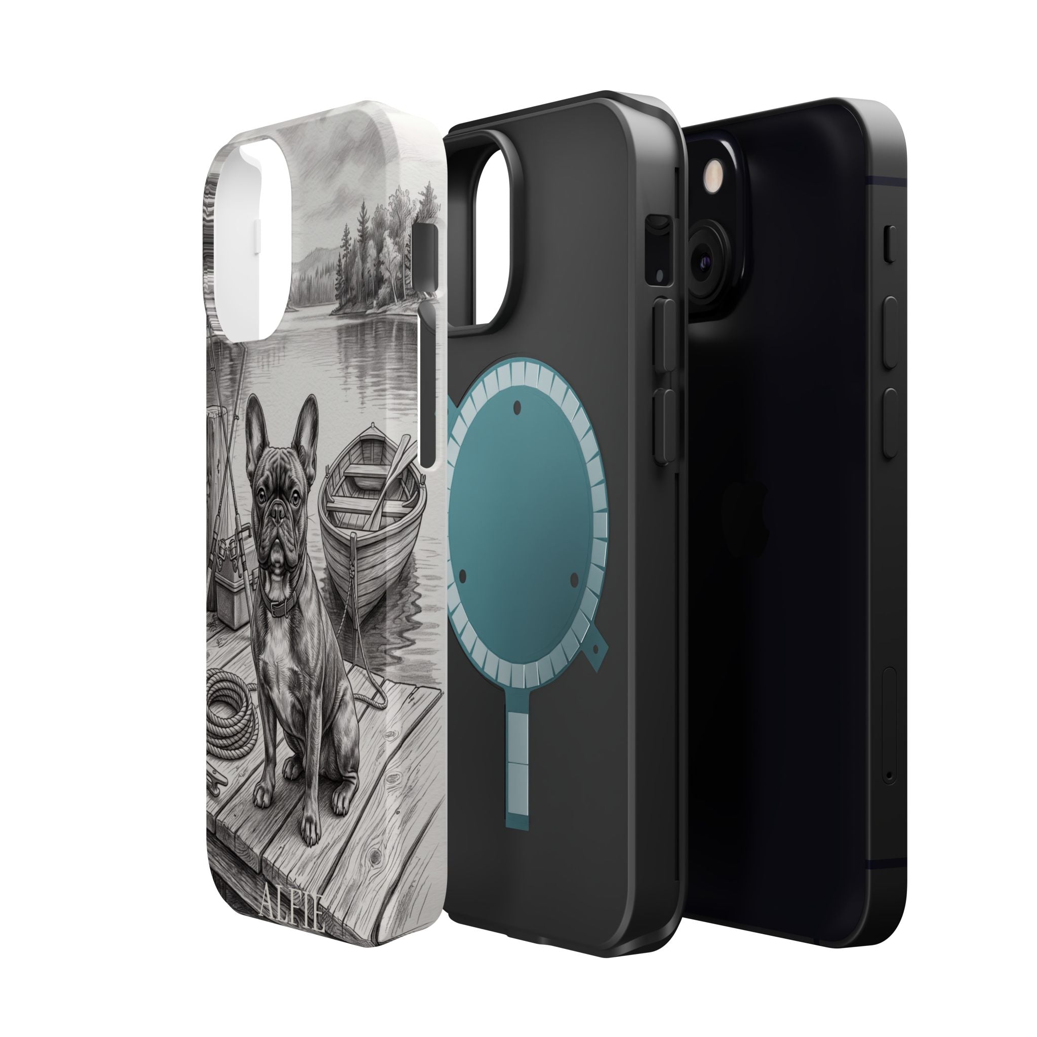 Personalized French Bulldog Lakeside Dock Phone Case — Wireless Charging Cover