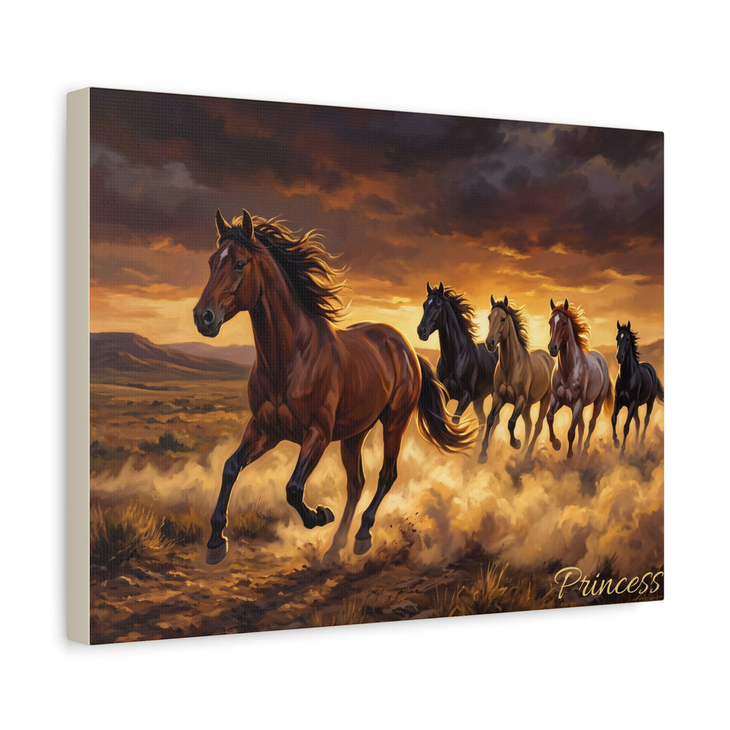 Horse Personalized Canvas | Wild Mustang Stampede Wall Art