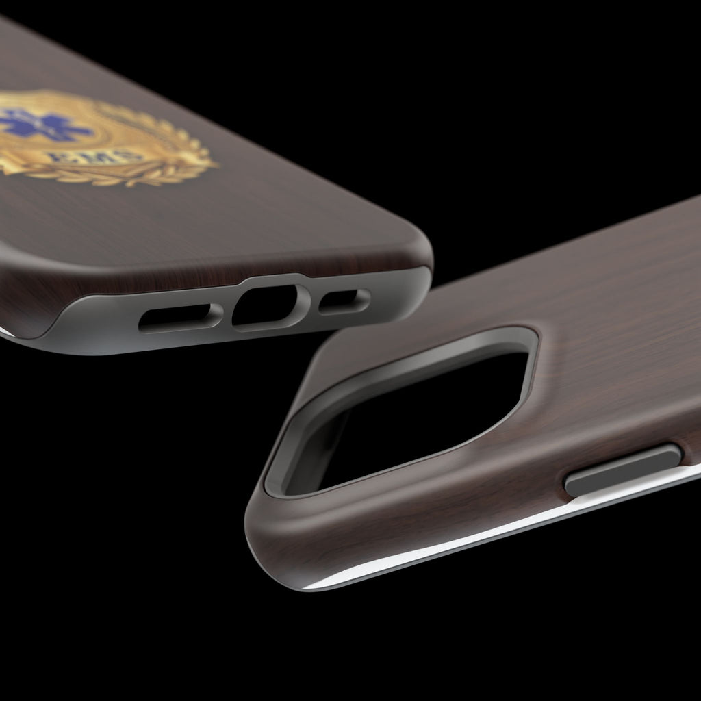 Gold EMS Laurel Badge Wood Phone Case — Magnetic Wireless Charging Cover