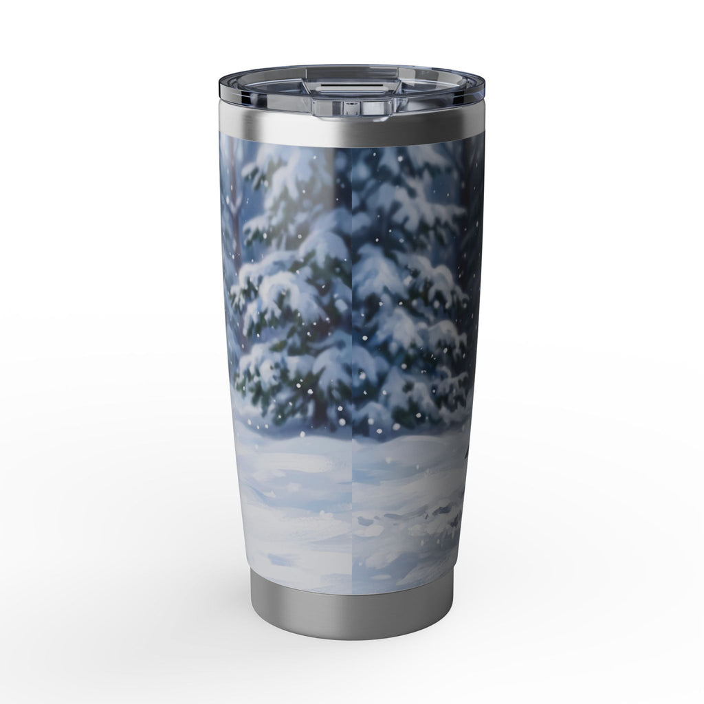 Dachshund Winter Portrait Stainless Tumbler — 20oz Personalized Travel Mug with Snowy Forest Design