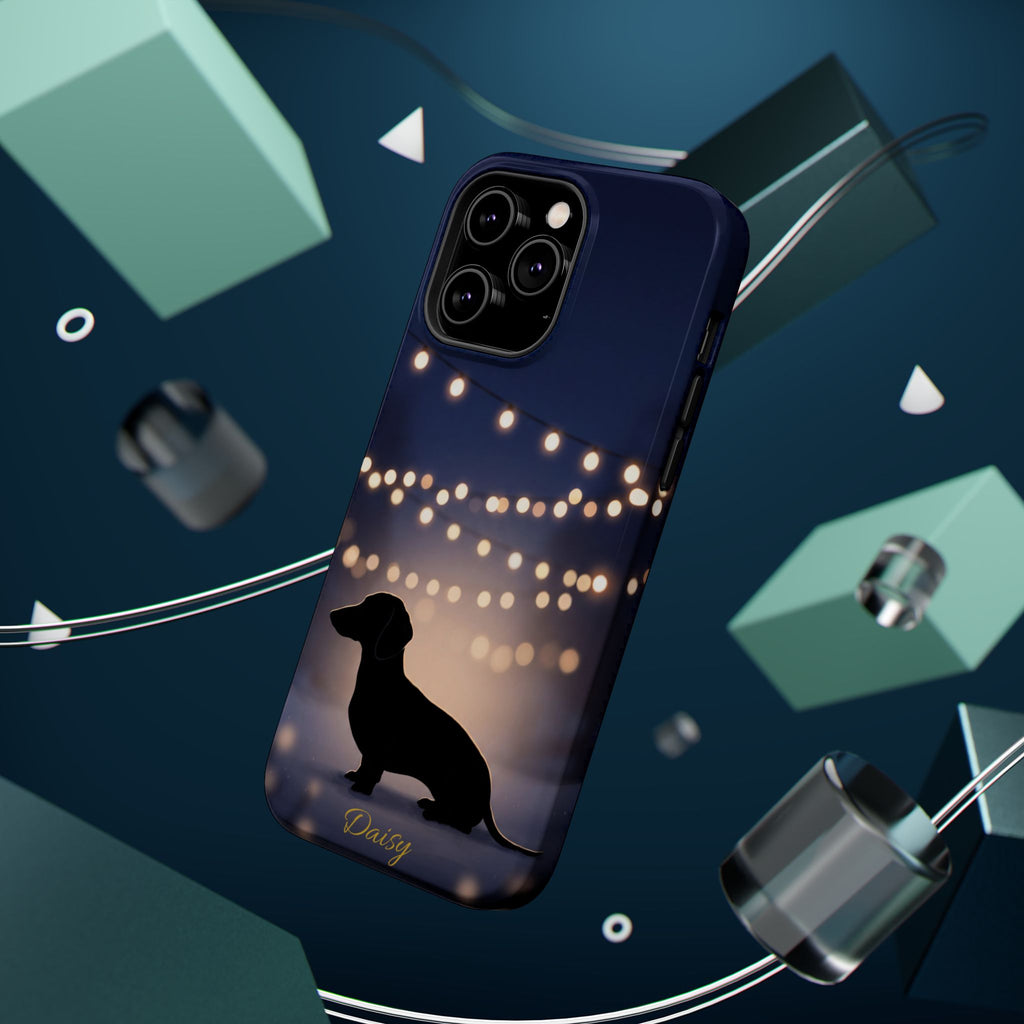 Personalized Dachshund Fairy Lights Phone Case — Wireless Charging Cover