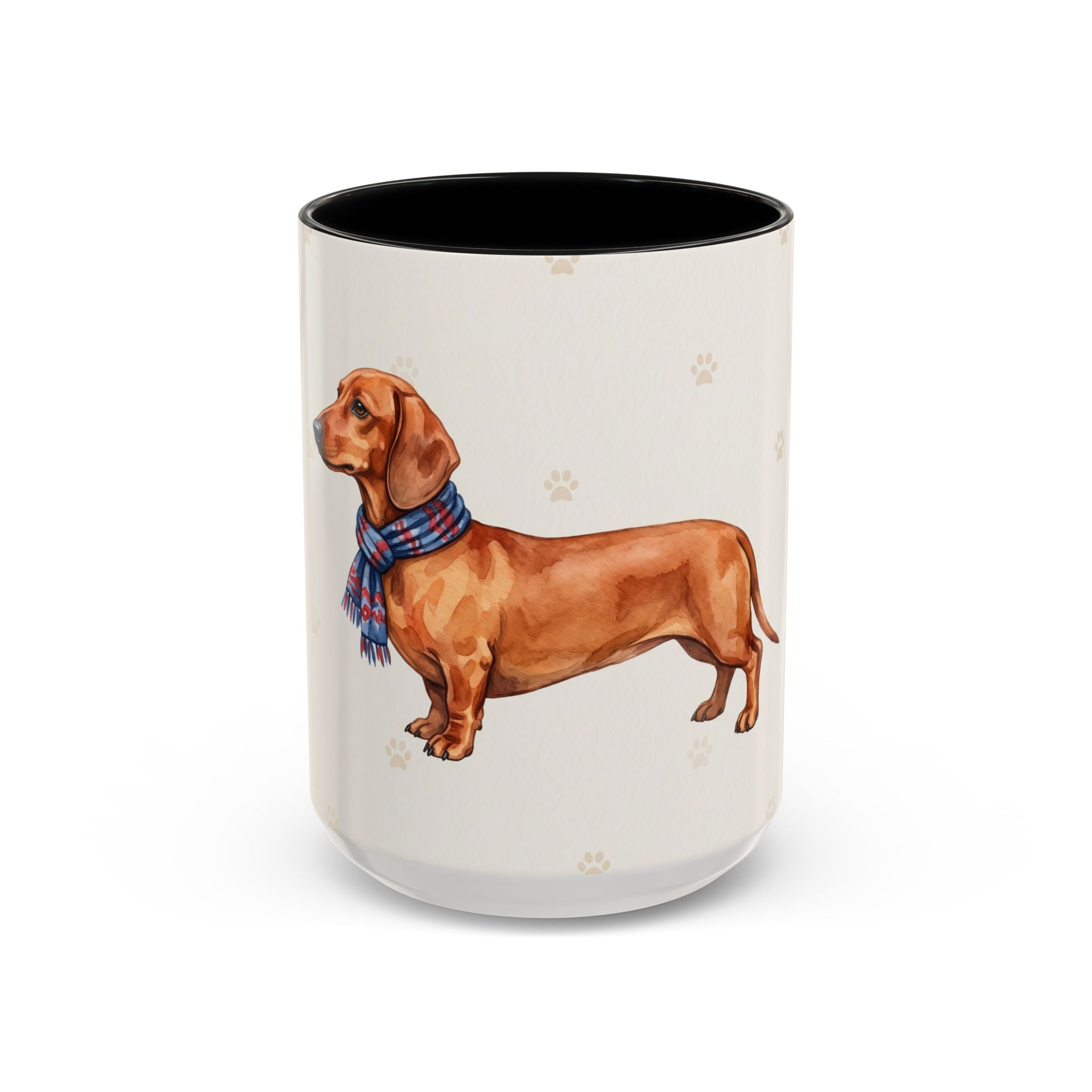 Dachshund Lover Mug – Wiener Dog with Scarf, Cute Watercolor Dachshund Gift Mug
