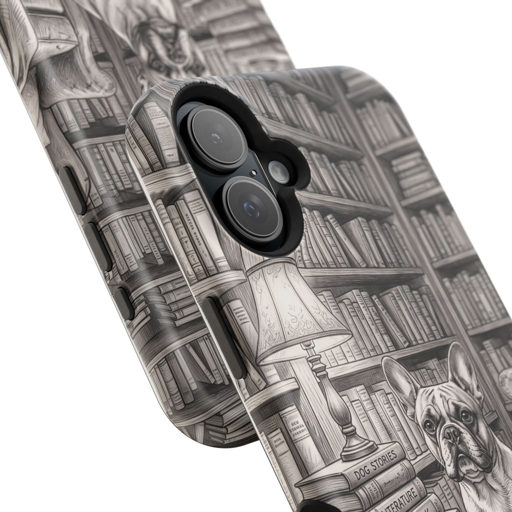 Personalized French Bulldog Library Study Phone Case — Wireless Charging Cover