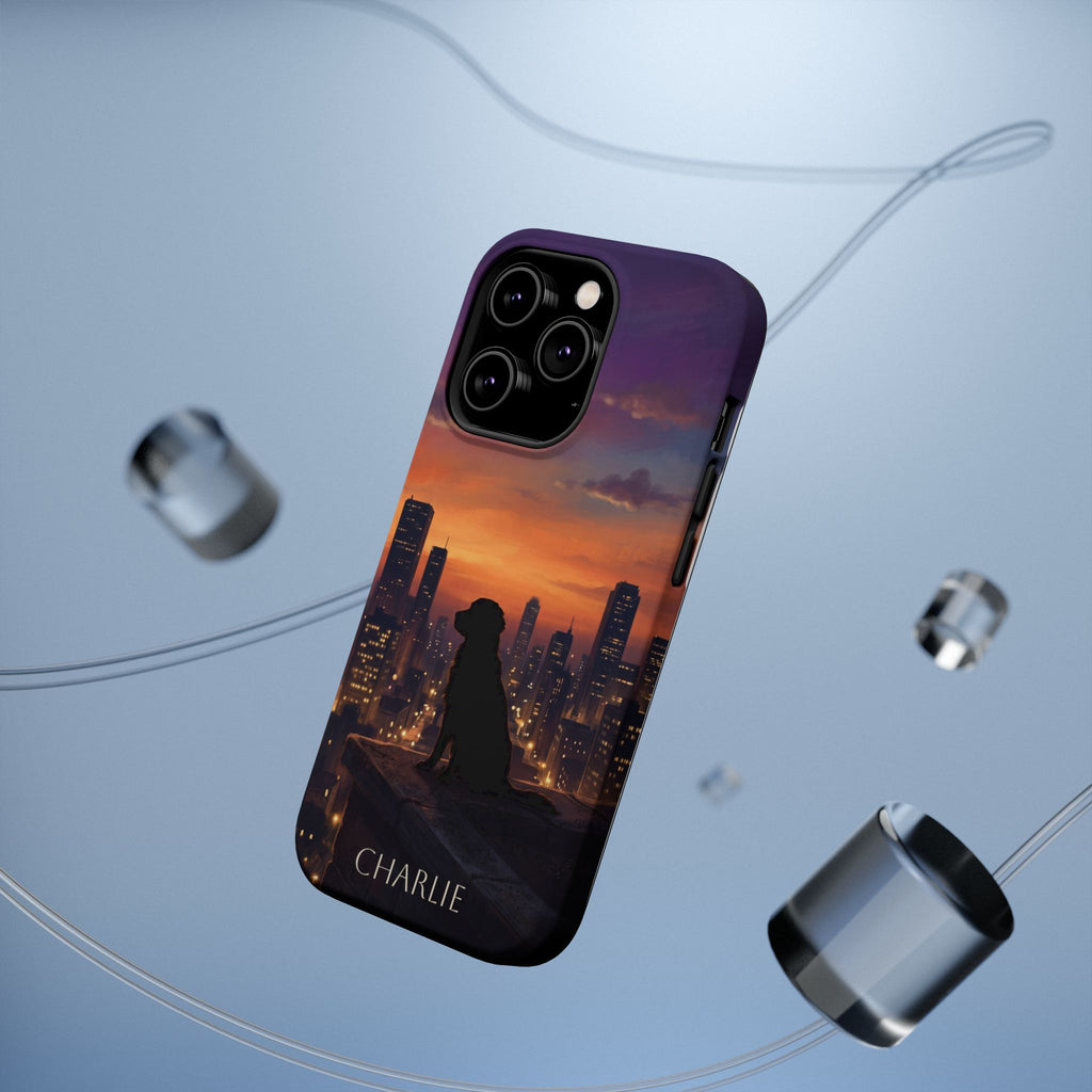 Personalized Golden Retriever City Skyline Phone Case — Wireless Charging Cover