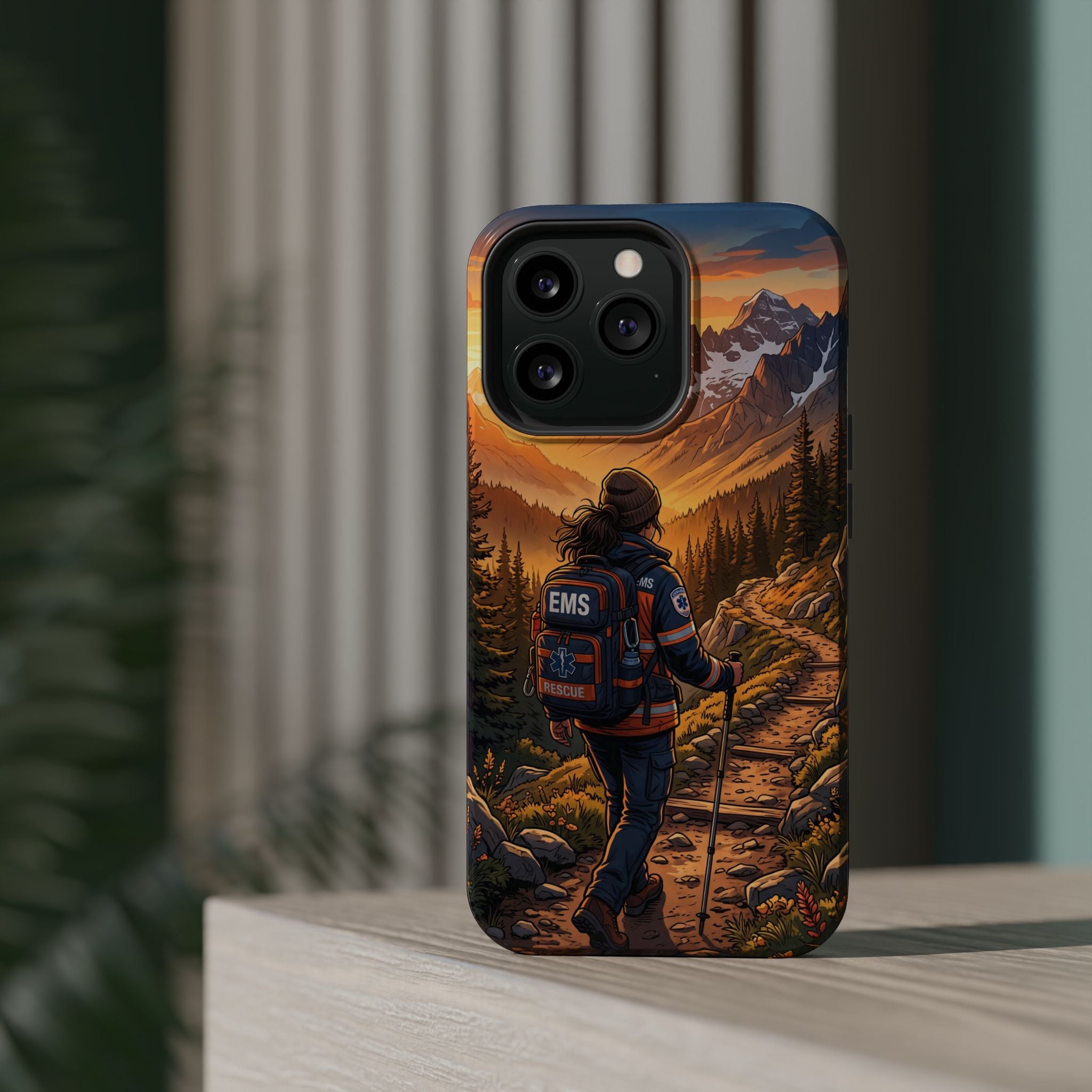 Paramedic/EMT Mountain Phone Case — Magnetic Wireless Charging Cover