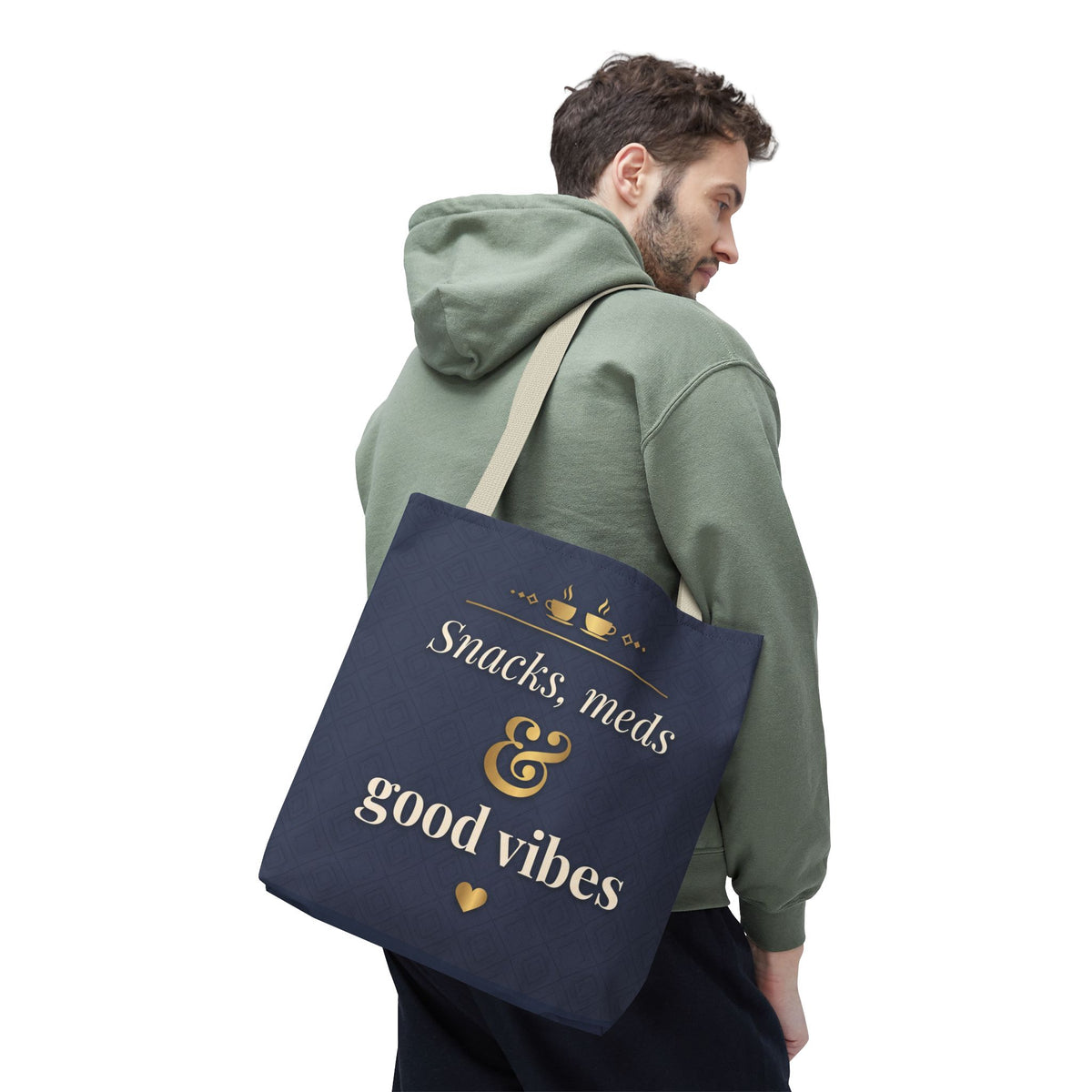 Snacks Meds & Good Vibes Tote | Funny Nurse Gift Tote Bag | Healthcare Worker Humour Gift | Premium Polyester Carry-All