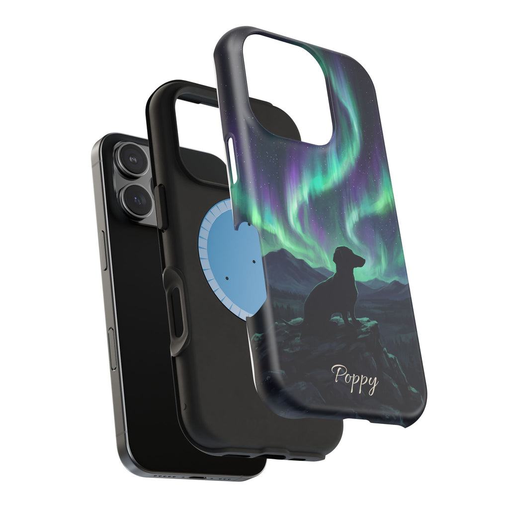 Personalized Dachshund Northern Lights Phone Case — Wireless Charging Cover